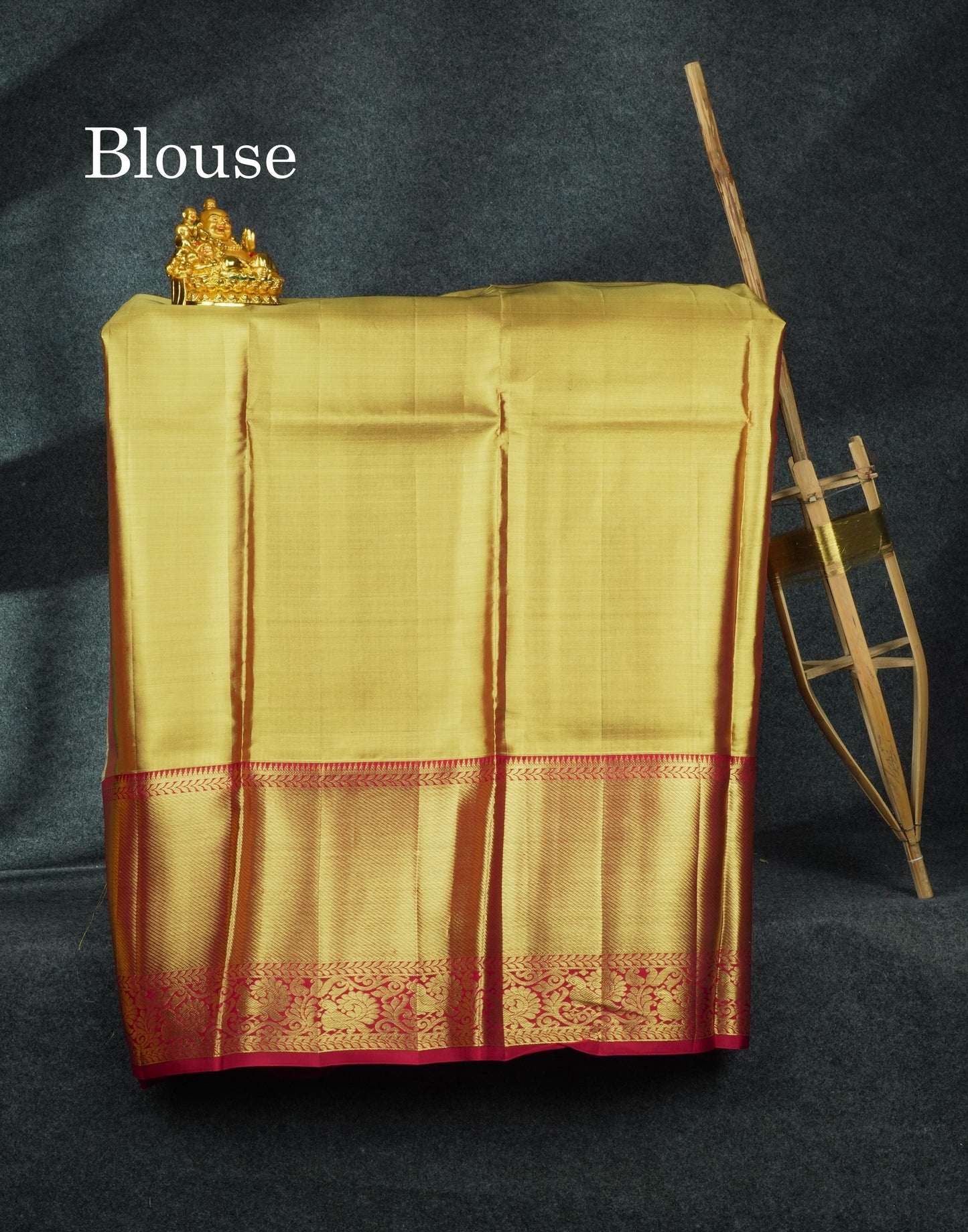 Pure Silk Pattu Pavadai Tissue (Gold) With Maroon Blouse 44"