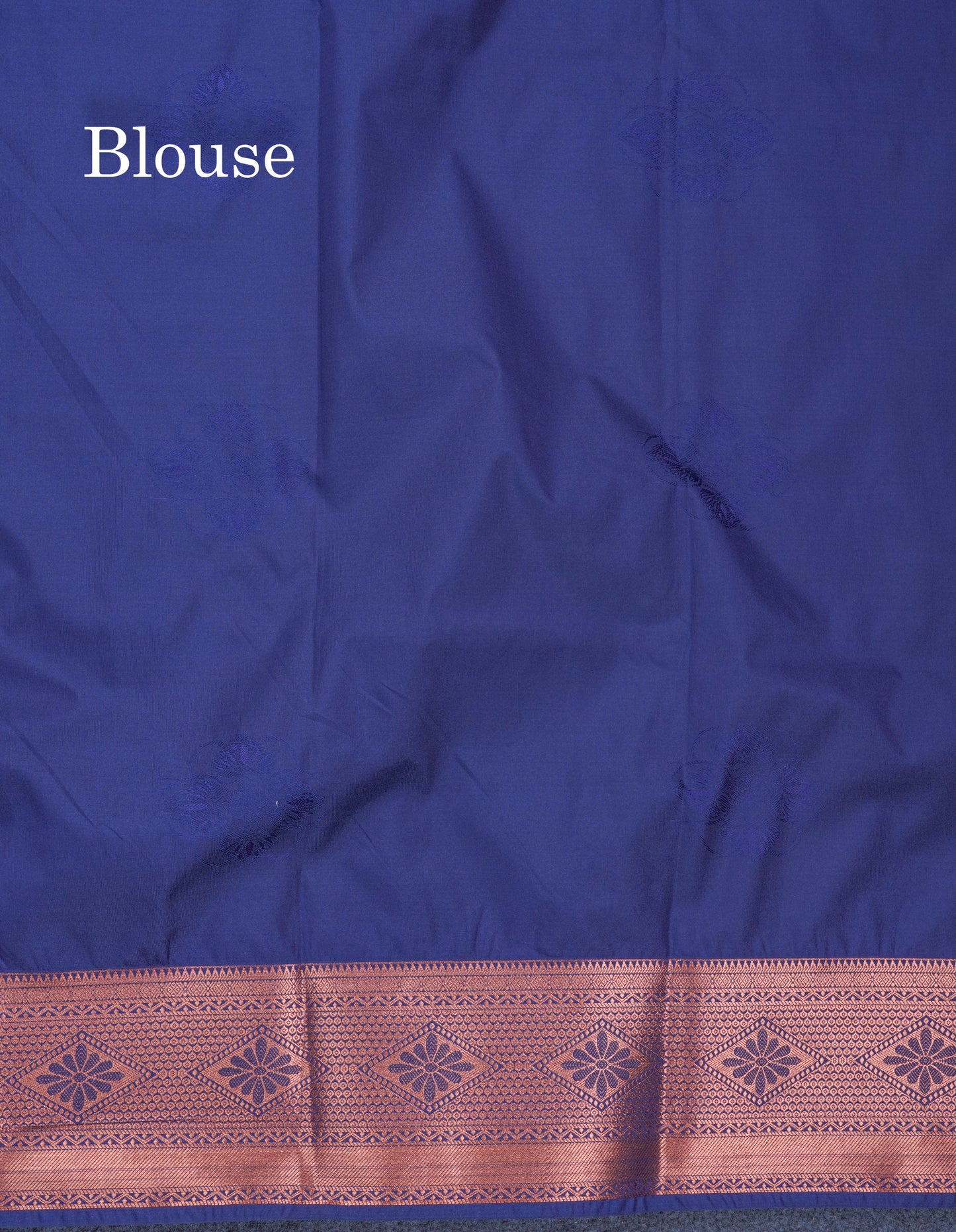 Dual Tone Violet Semi Silk Saree With Contrast Navy Blue Blouse
