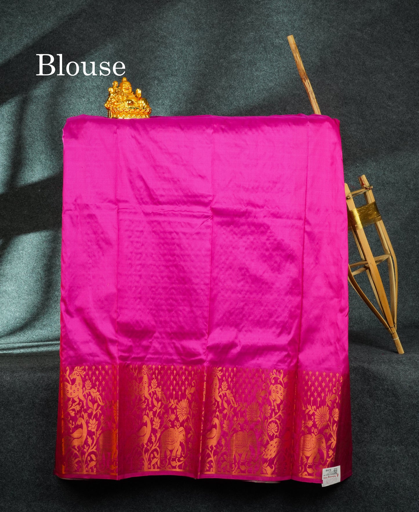Traditional Pure Silk Pattu Pavadai (Green) With Magenta Pink Blouse 44"