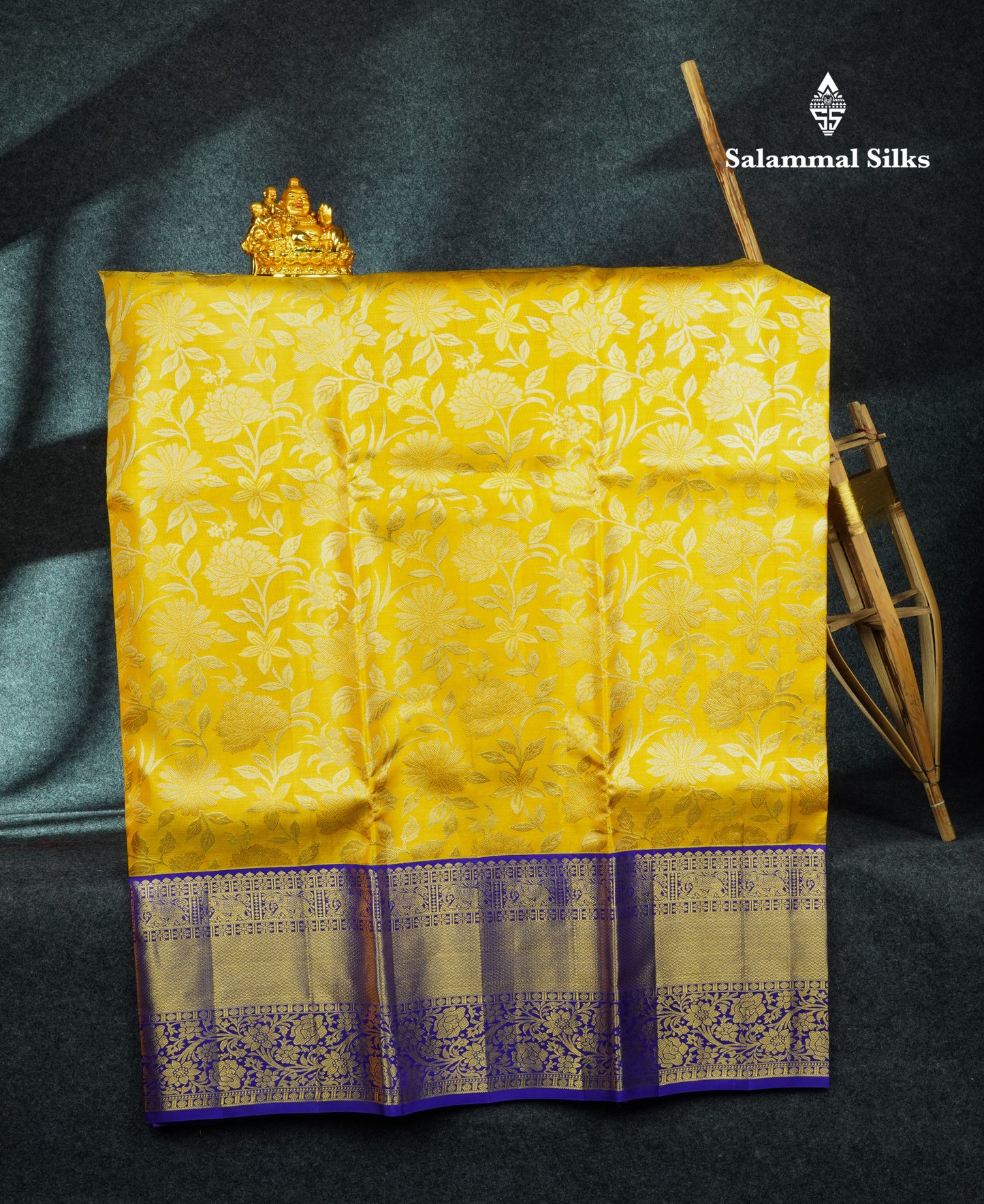 Pure Silk Pattu Pavadai Tissue (Gold) With Violet Blouse 44"
