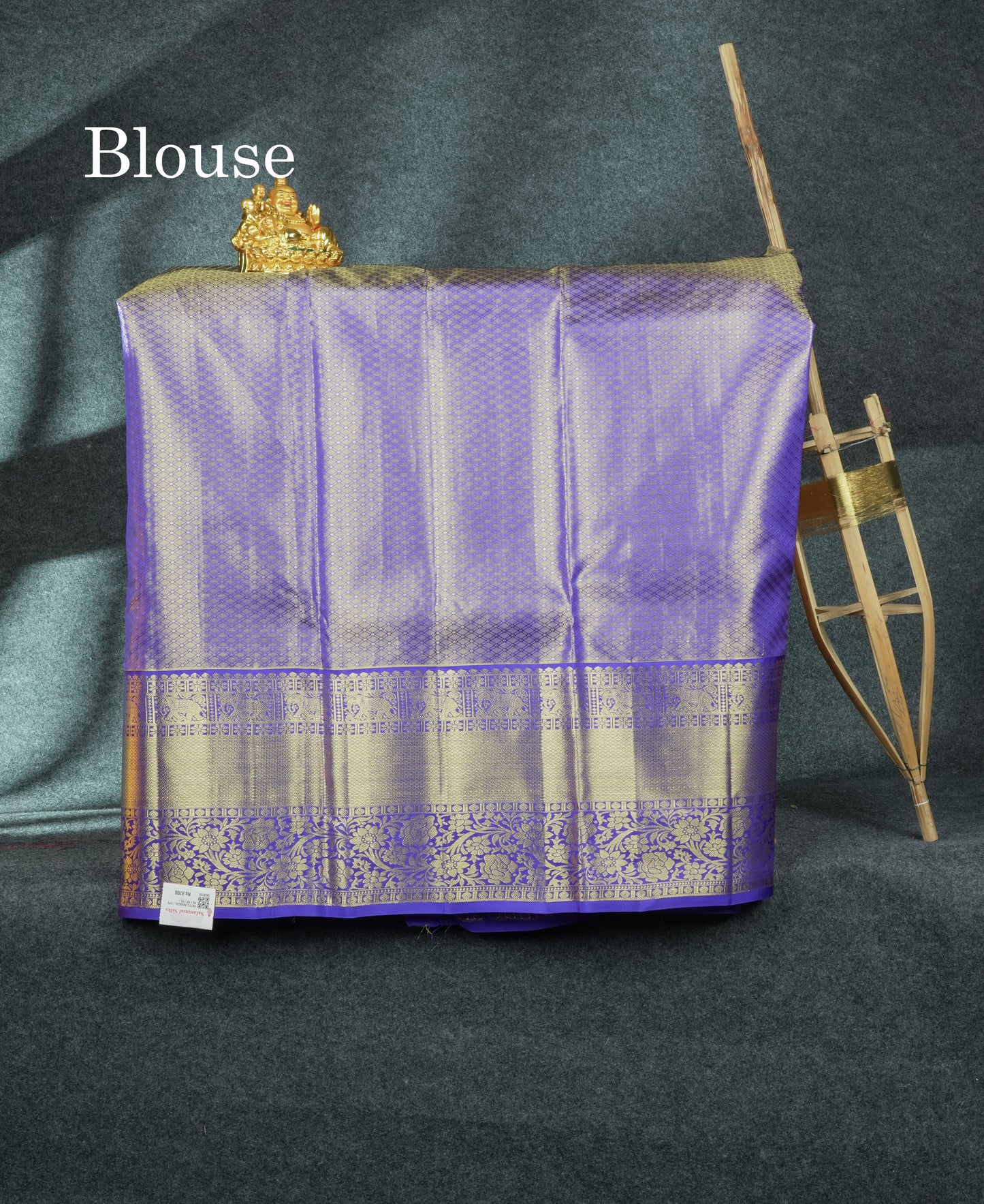 Pure Silk Pattu Pavadai Tissue (Gold) With Violet Blouse 44"