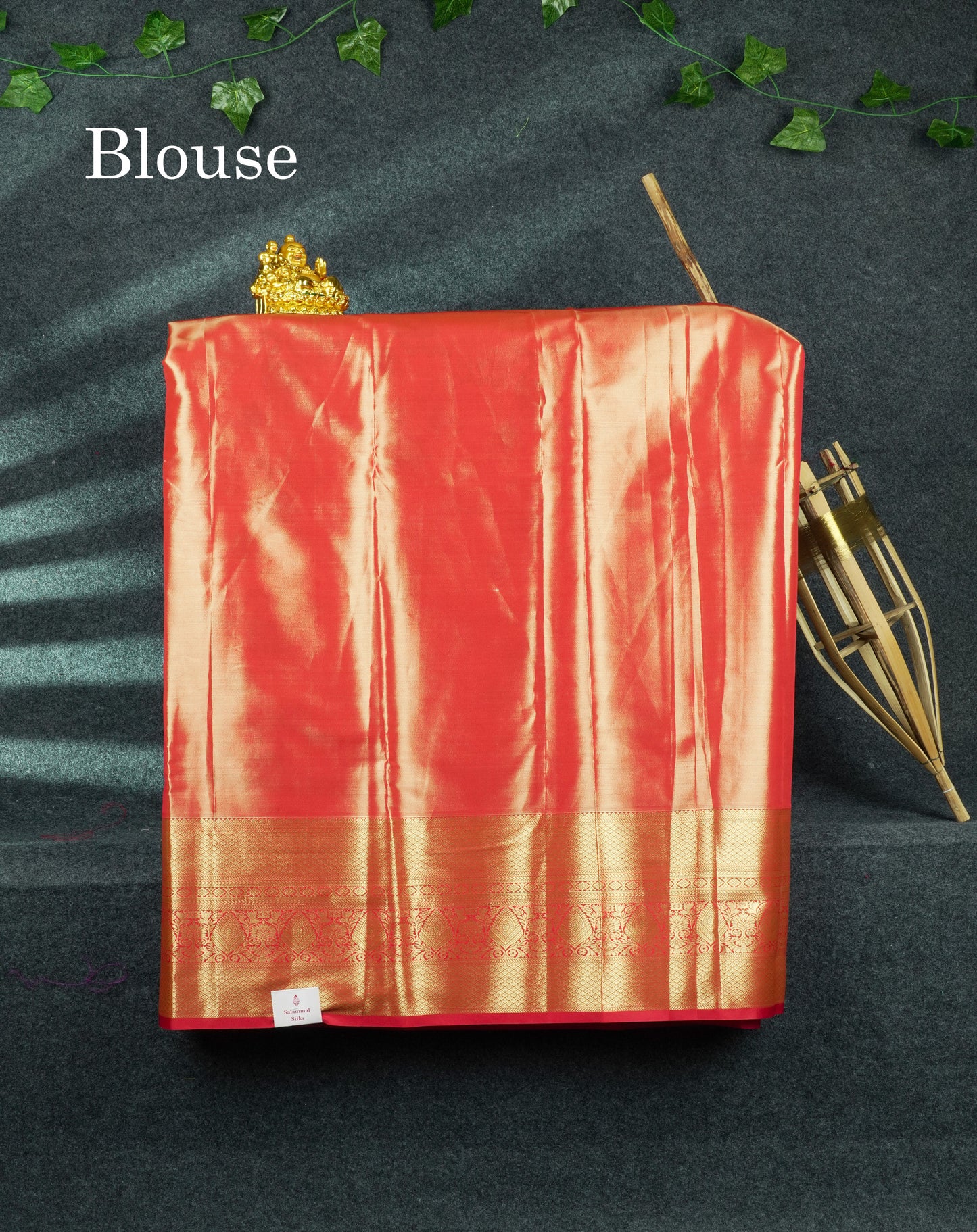 Semi Silk Pattu Pavadai Tissue (Army Green) With Red Blouse 44"