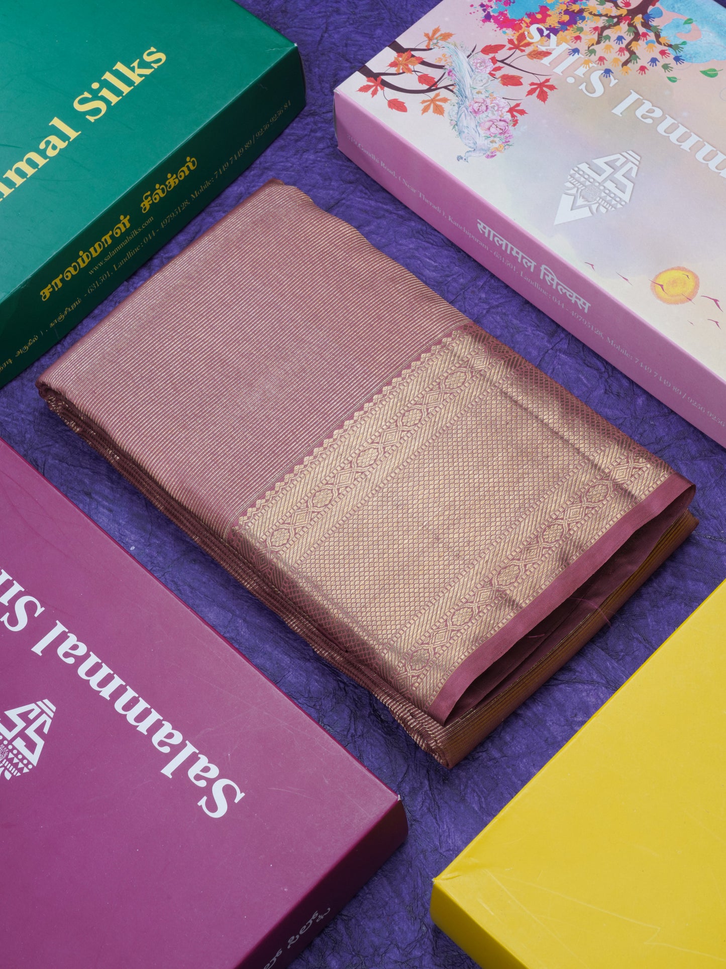 Beautiful Chocolate Pure Kanjivaram Silk Saree With Self Border