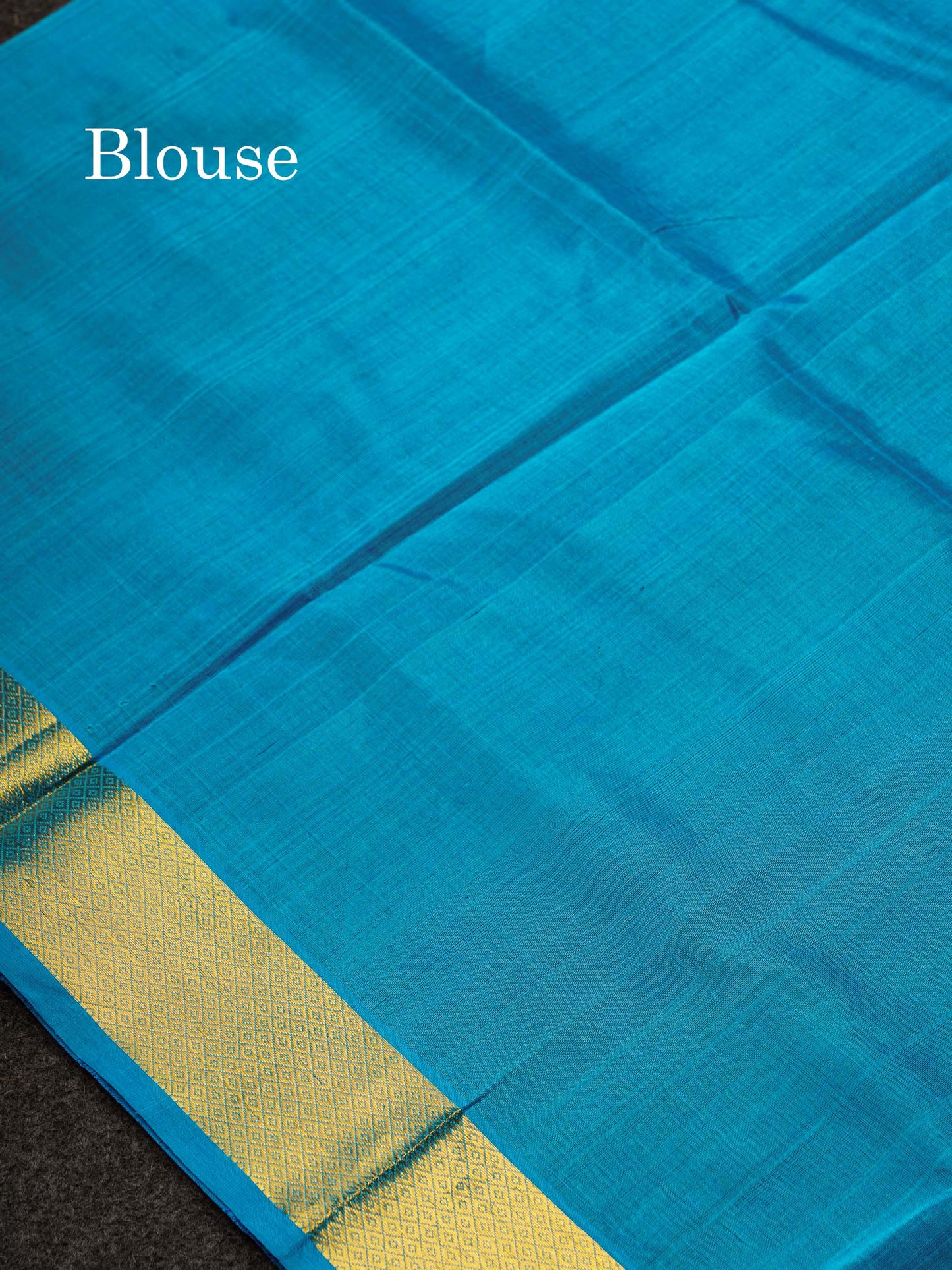 Beautiful Navy Blue Pure Silk Cotton Saree With Contrast Anandha Blue Traditional Border