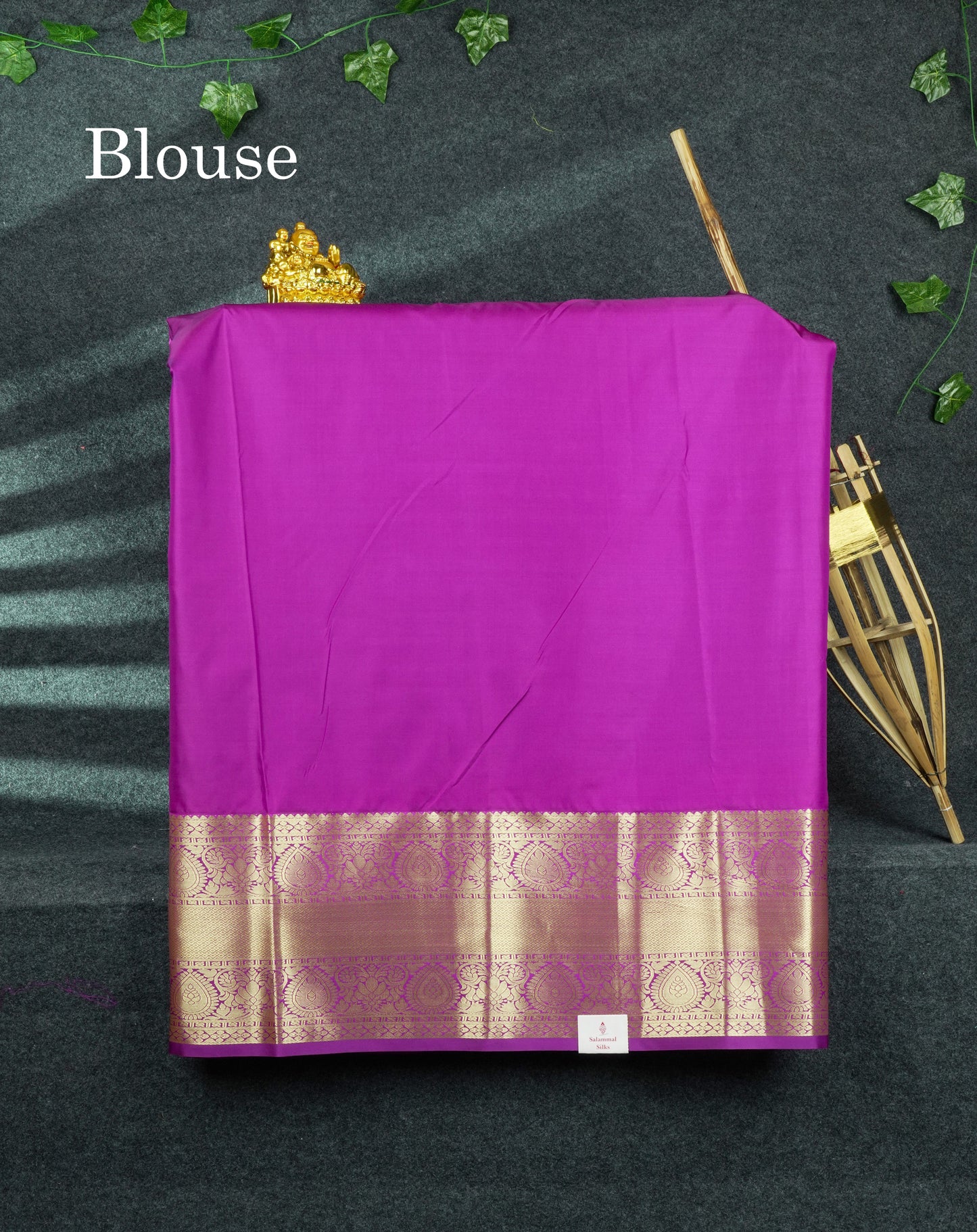 Semi Silk Pattu Pavadai (Saffire Green) With Purple Blouse 44"