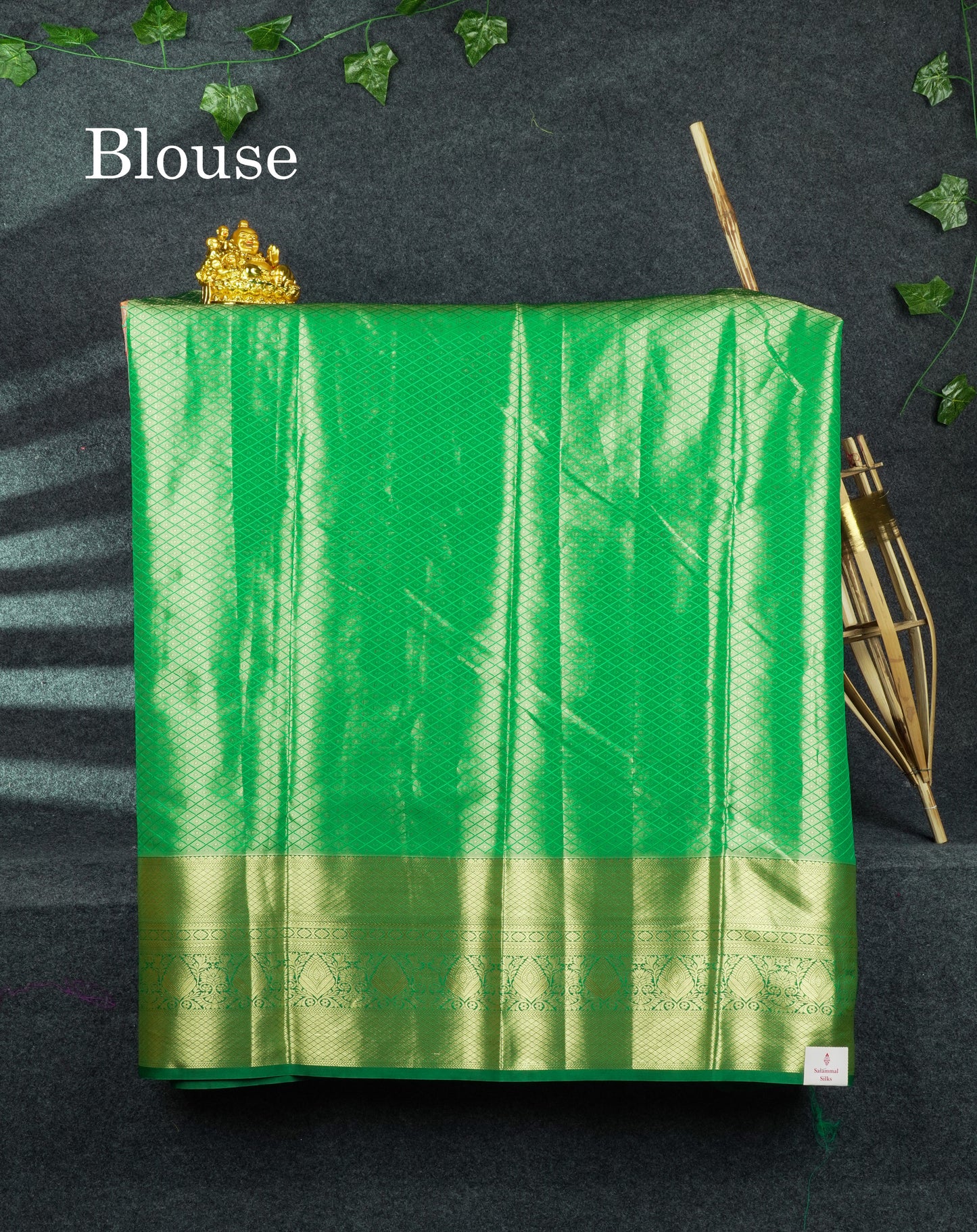 Semi Silk Pattu Pavadai (Light Orange) With Green Blouse 44"