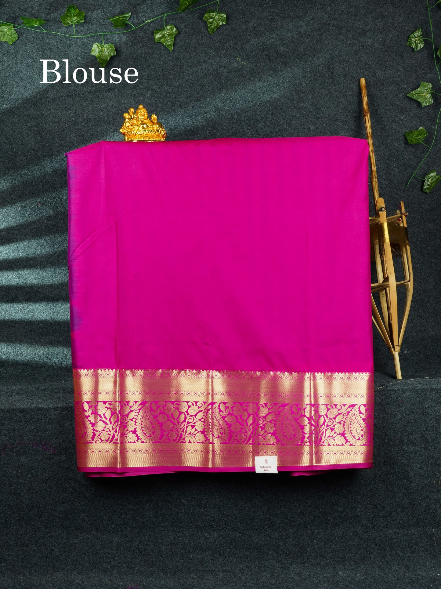 Semi Silk Pattu Pavadai (Saffire Green) With Magenta Pink Blouse 44"