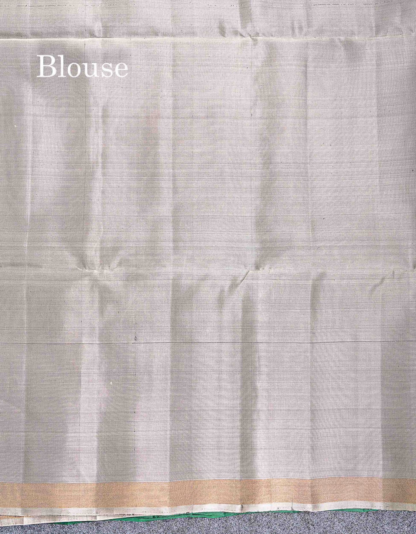 Pure Mix Soft Silk Saree - Bottle Green Colour Body With Contrast Grey White Blouse