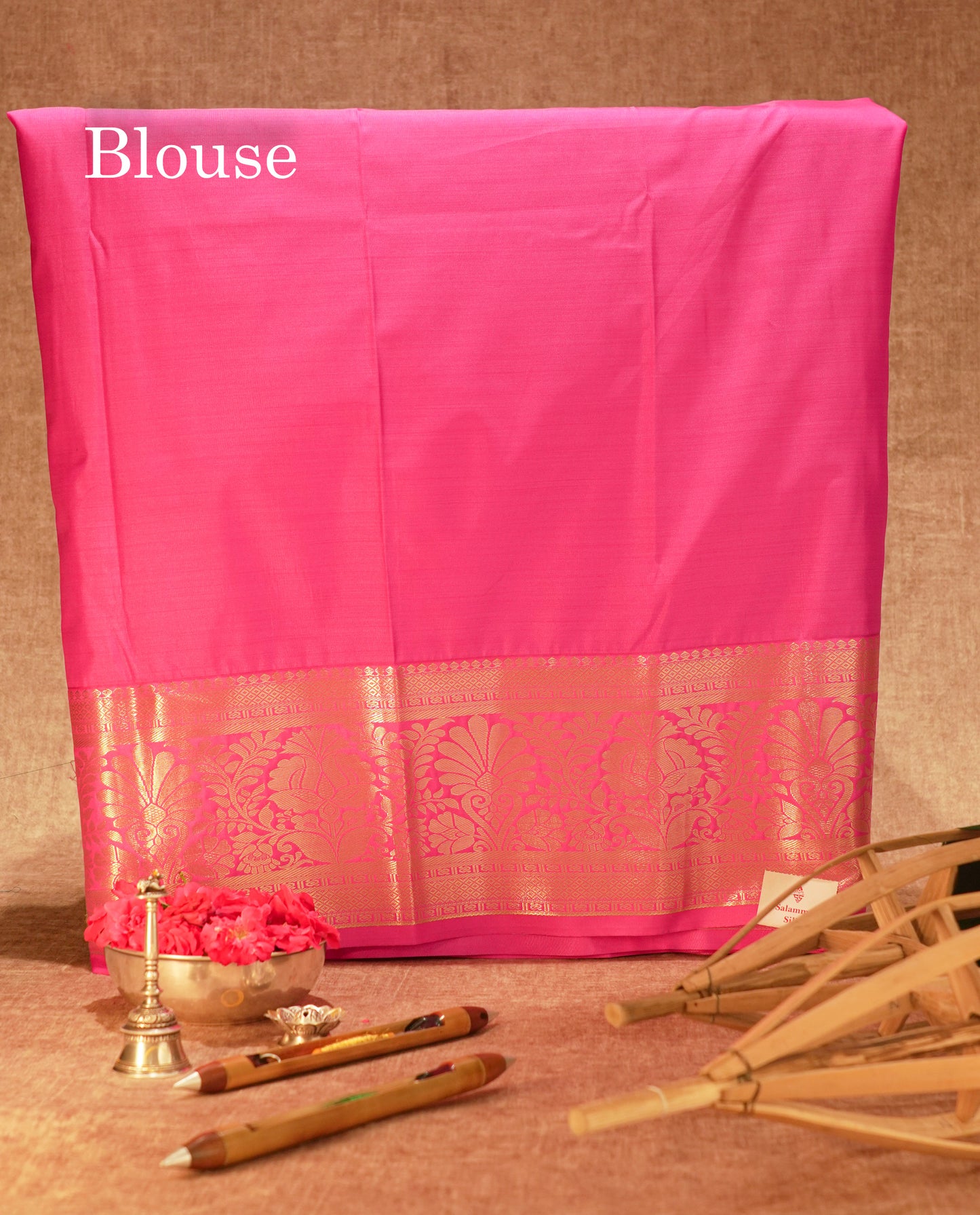 Semi Silk Pattu Pavadai ( Bottle Green ) With Pink Blouse 36"