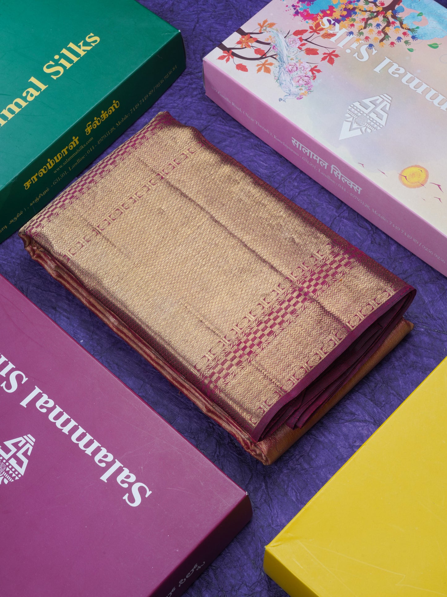 Pink Tissue Pure Kanjivaram Silk Saree (2G) Zari With Contrast Long Magenta Border