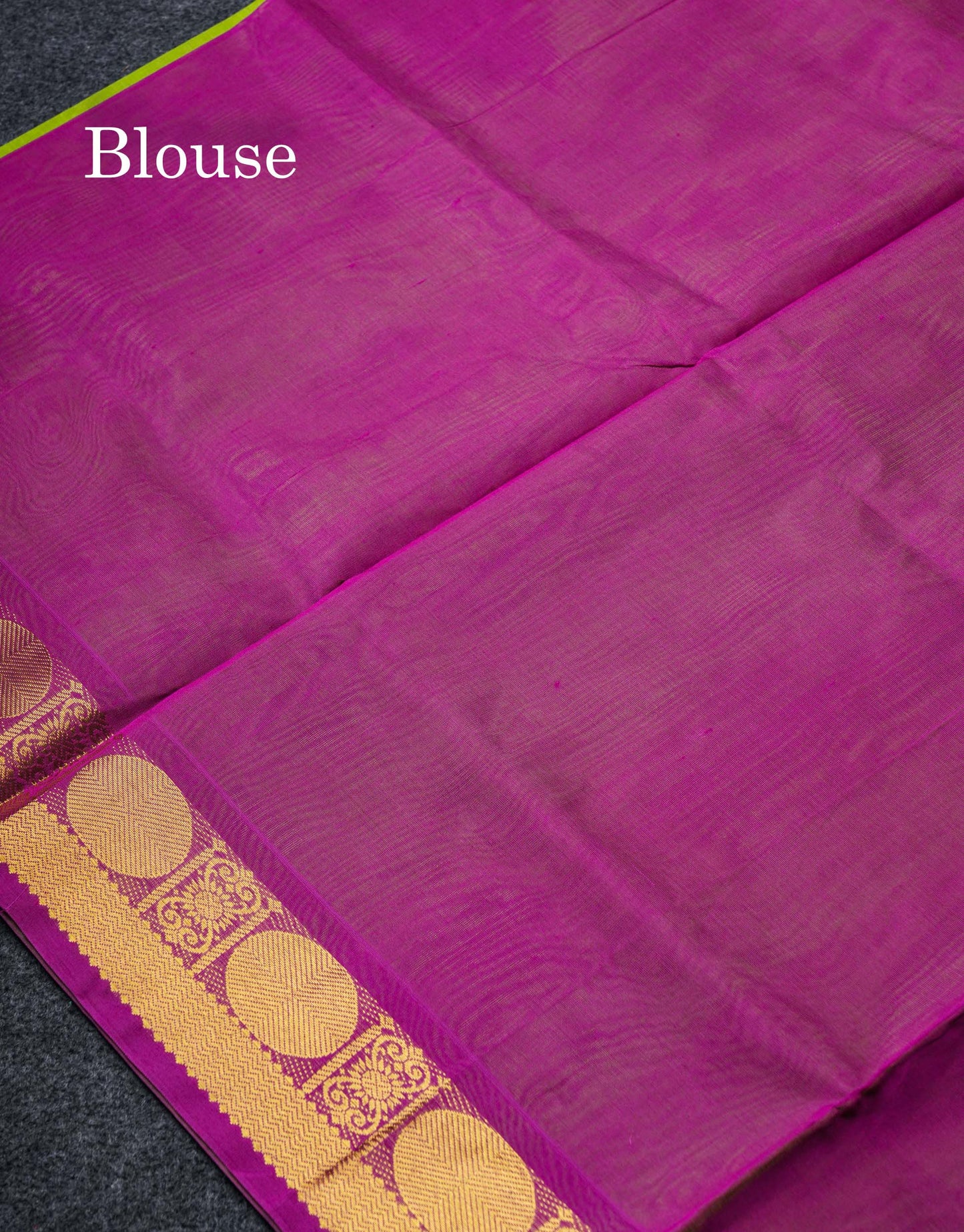 Parrot Green Plain Pure Silk Cotton Saree With Contrast Vadamalli Traditional Border