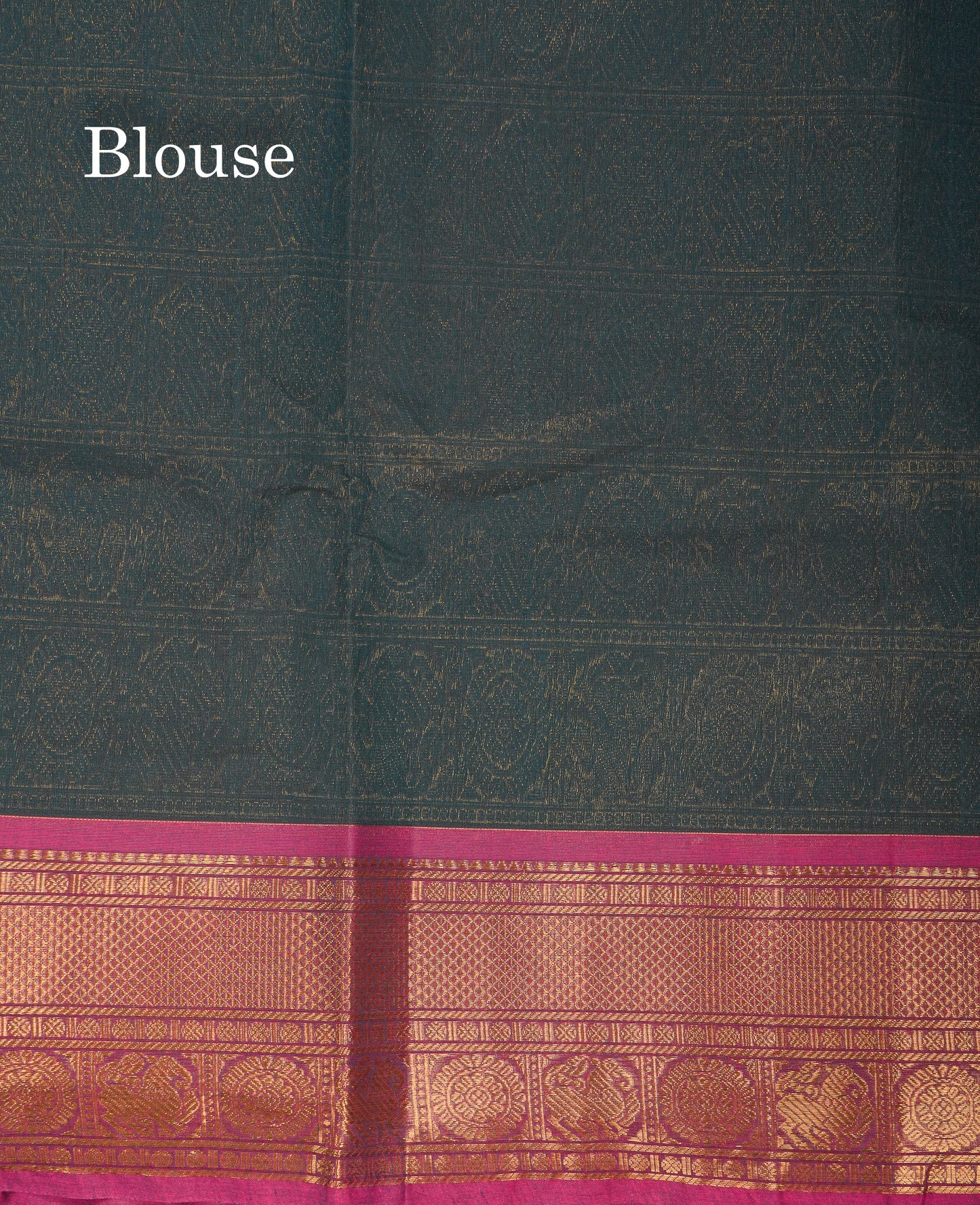 Beautiful Dual Tone Peacock Green Pure Cotton Saree With Contrast Magenta Traditional Border