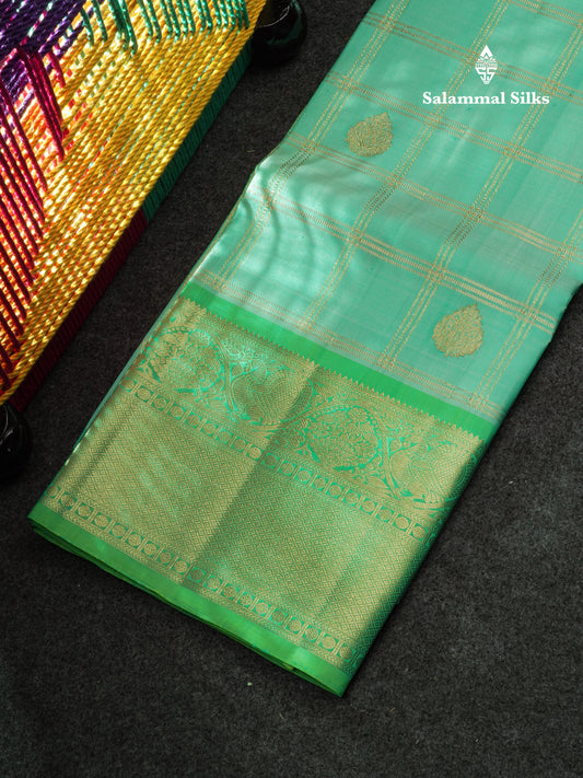 Pure Silk Pattu Pavadai (Pastel Blue) With Rexona Green Blouse 44"