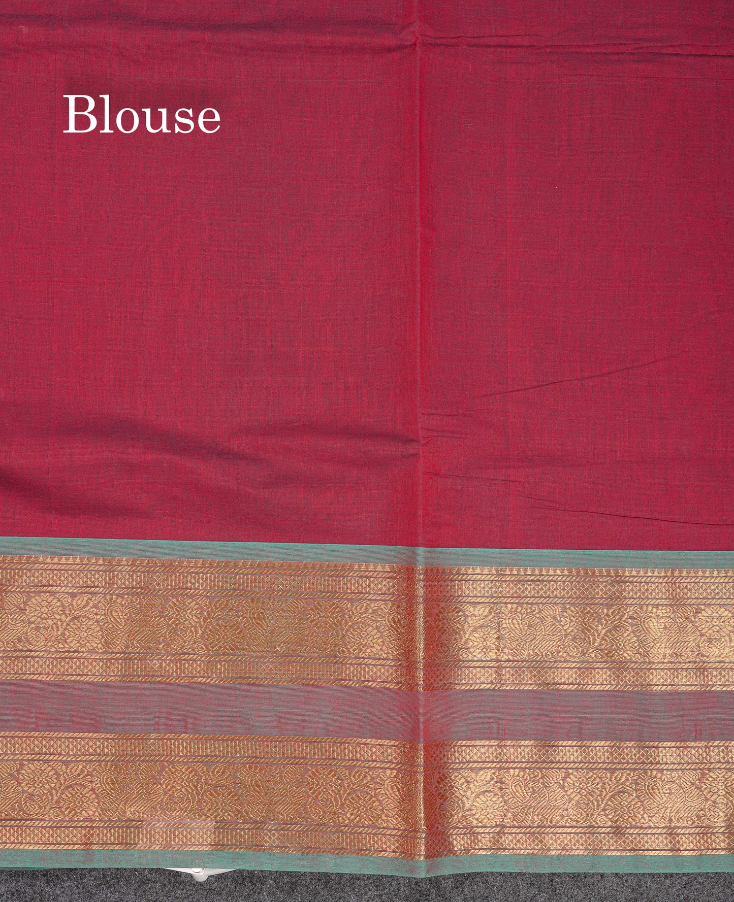 Beautiful Navy Blue Pure Cotton Saree With Contrast Sapphire Green Traditional Gap Border