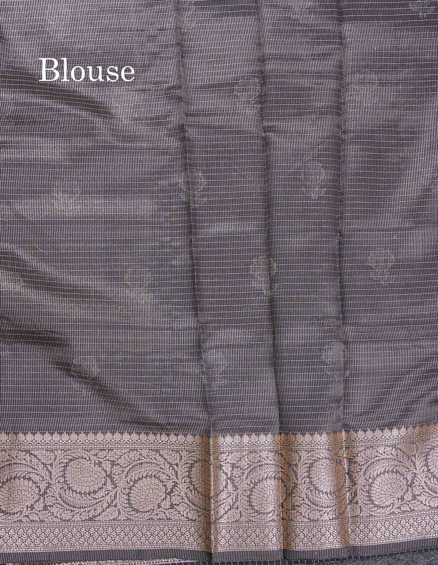 Cotton Mix Saree - Bottle Green Colour Body Checks Silver & Gold Zari Butta With Fancy Border