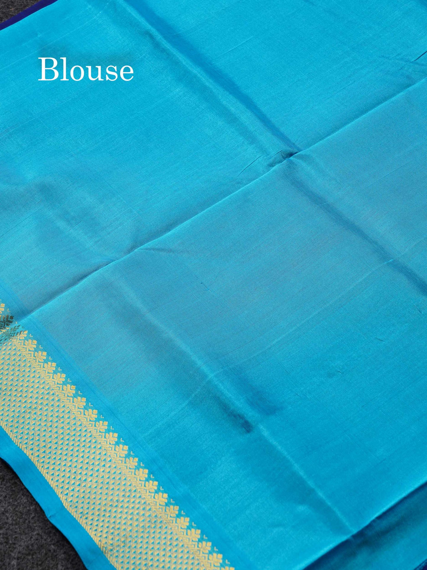 Beautiful Navy Blue Chakaram Zari Butta Pure Silk Cotton Saree With Contrast Anandha Blue Traditional Border