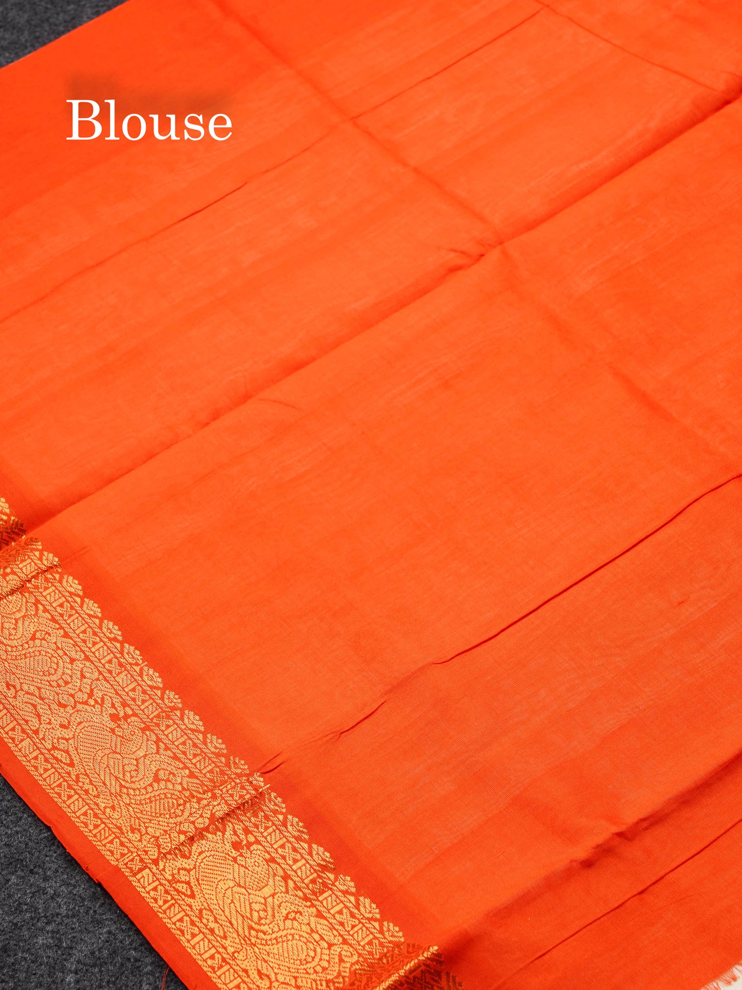 Beautiful Half White Semi Silk Cotton Saree With Contrast Orange Traditional Border