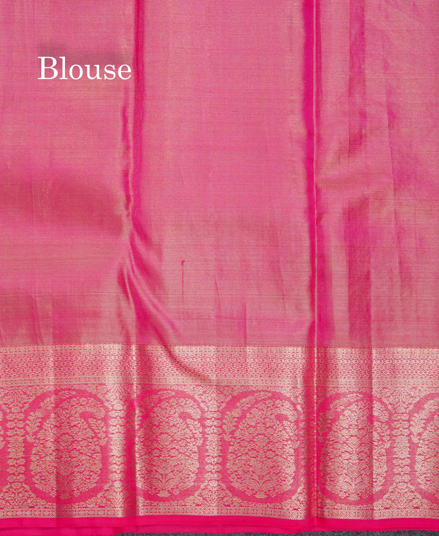 Beautiful Gold Tissue Menakari Work Pure Kanjivaram Silk Saree With Contrast Pink Border