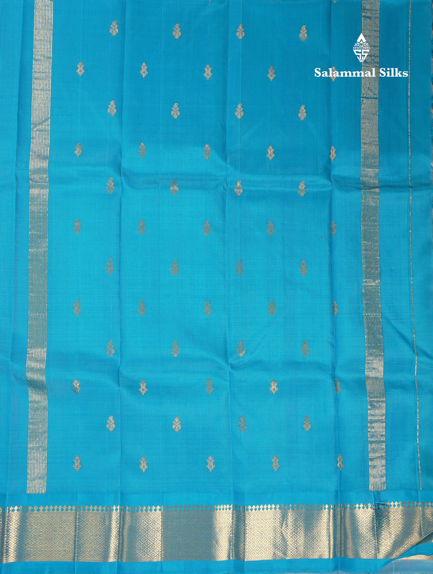 Beautiful Light Peach Pure Kanjivaram Silk Saree With Contrast Light Ramar Blue One Side Traditional Border