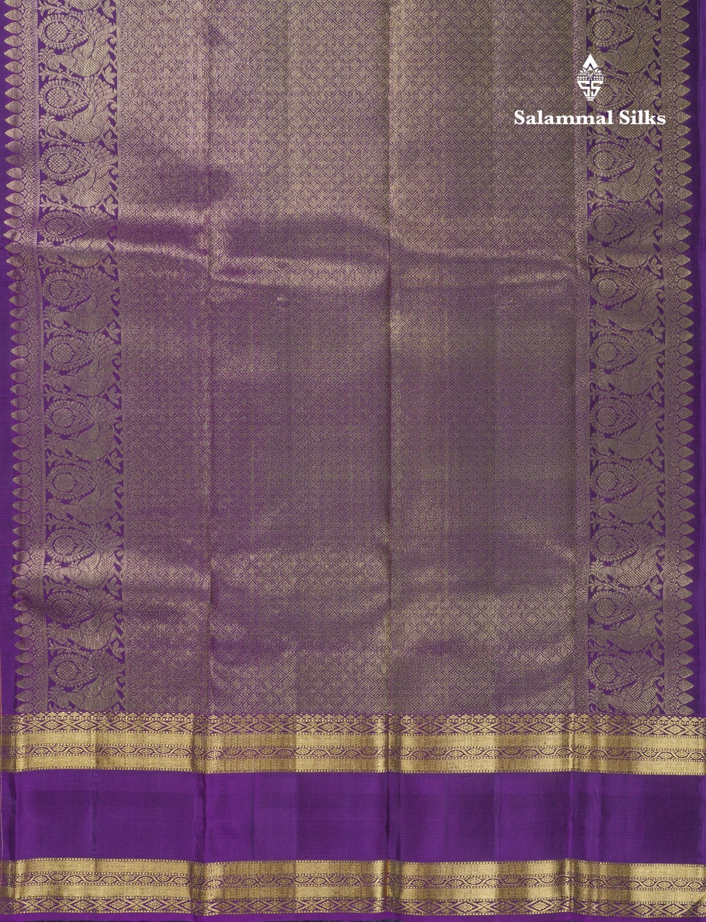 Rust Orange Vaira Oosi With Butta Pure Kanjivaram Silk Saree With Contrast Purple Evening Morning Border