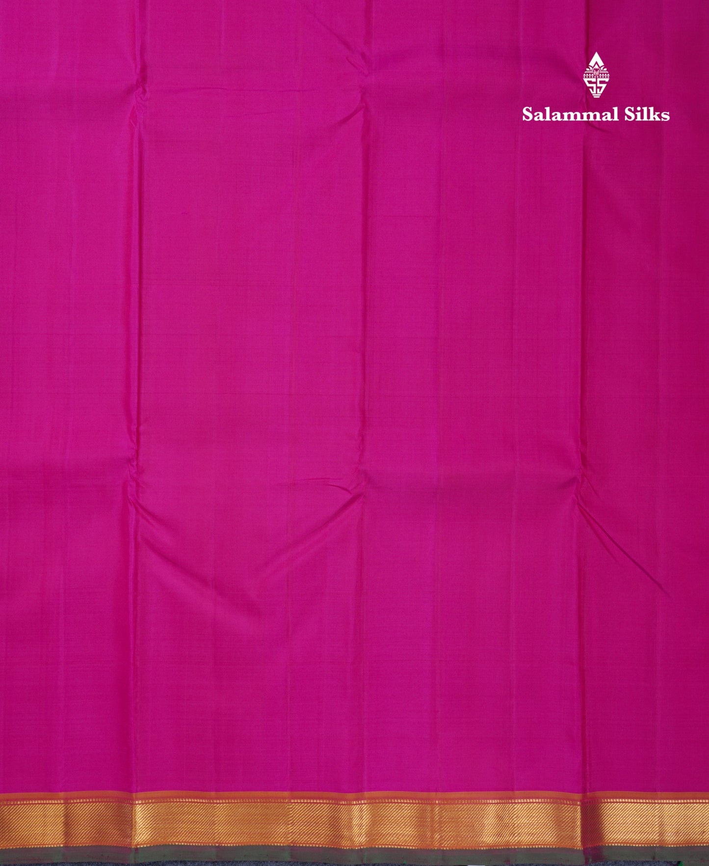 Magenta Pink Plain Pure Kanjivaram Silk Saree With Contrast Mustard Yellow Small Border
