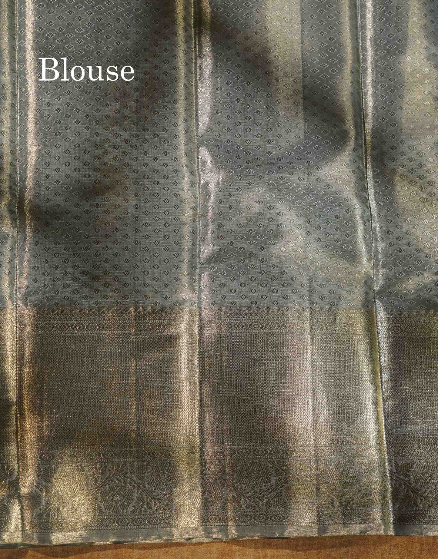 Beautiful Blueish Grey Tissue Bridal Pure Kanjivaram Silk Saree With Traditional Evening Morning Border
