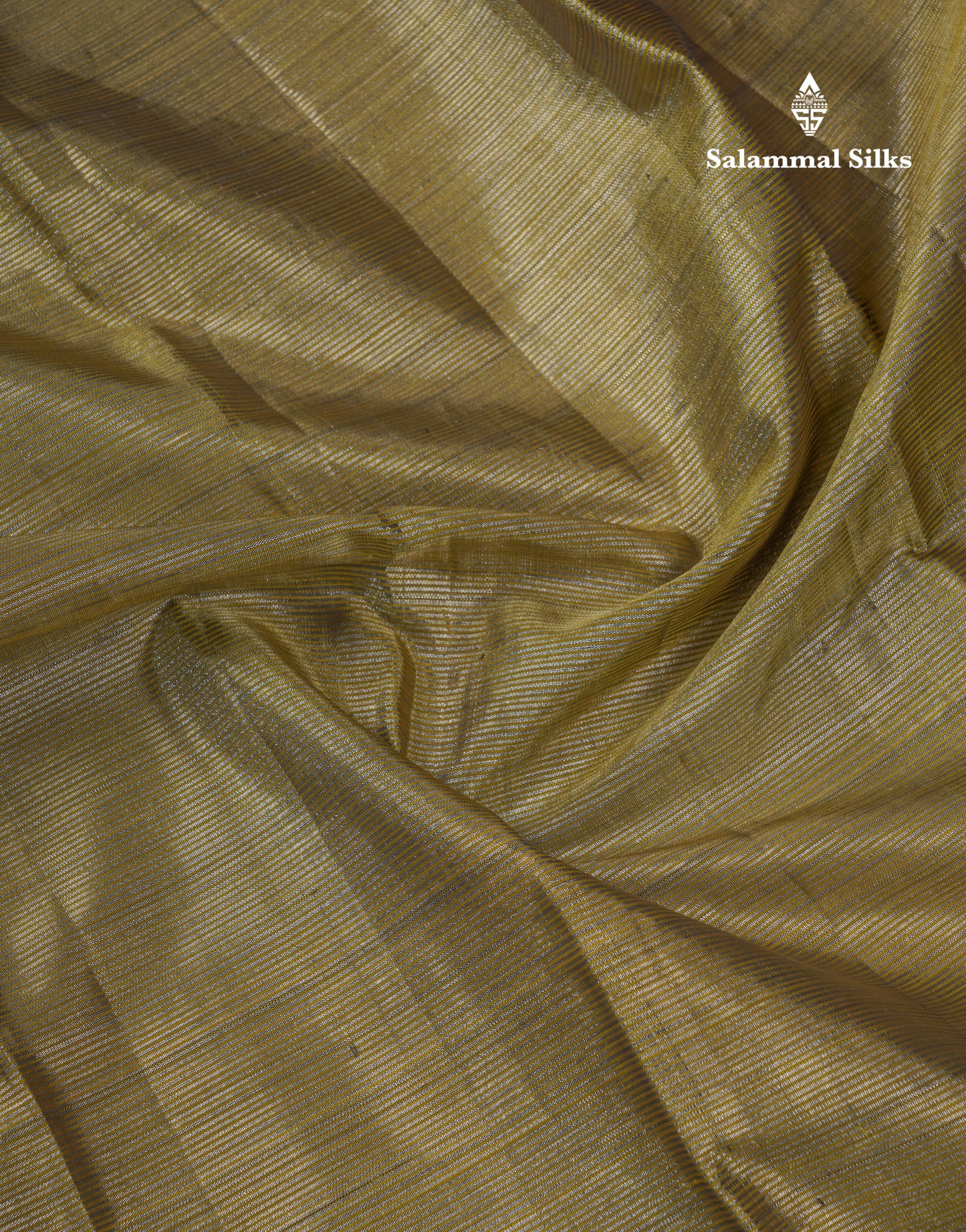 Olive Green Tissue Pure Kanjivaram Silk Saree With Contrast Black Rettapet Border