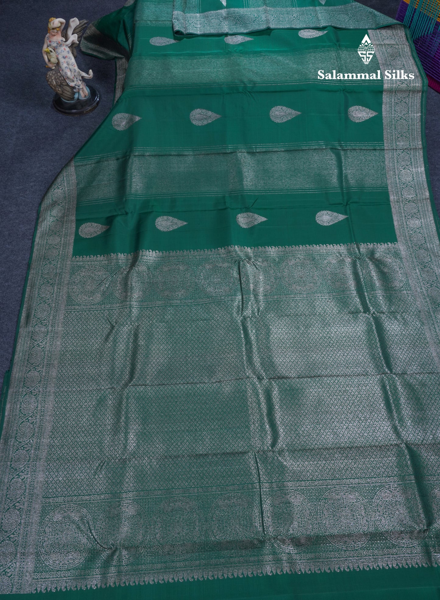 Bottle Green Fancy Pure Kanjivaram Silk Saree With Self Border