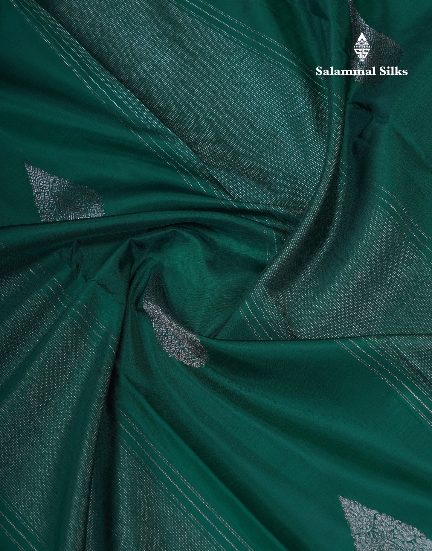 Bottle Green Fancy Pure Kanjivaram Silk Saree With Self Border