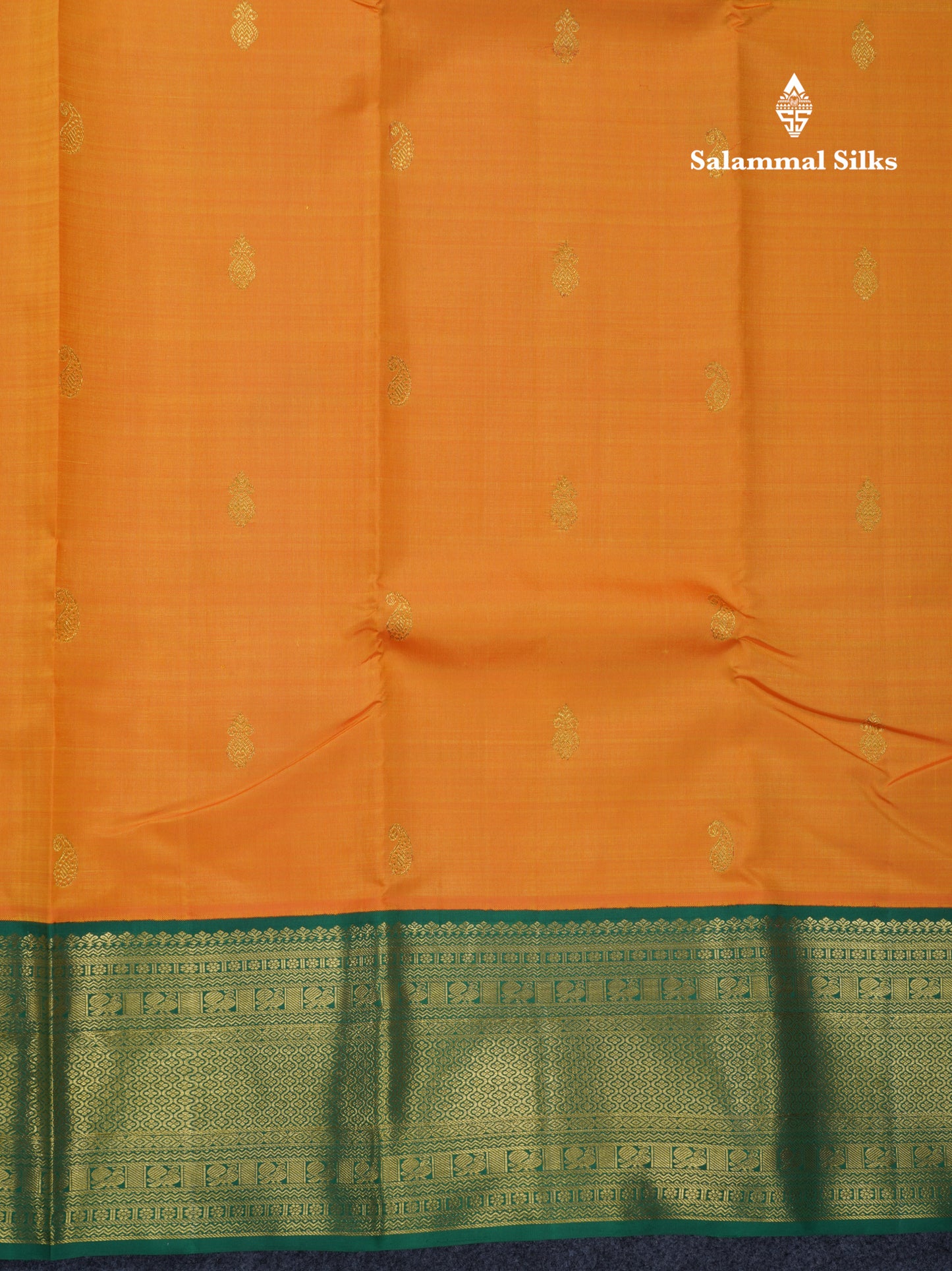 Korvai Mango Yellow Pure Kanjivaram Silk Saree With Contrast Bottle Green Traditional Border