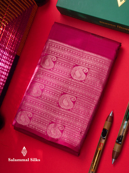 Pink Colour Kanjivaram Pure Silk Saree with Traditional Border
