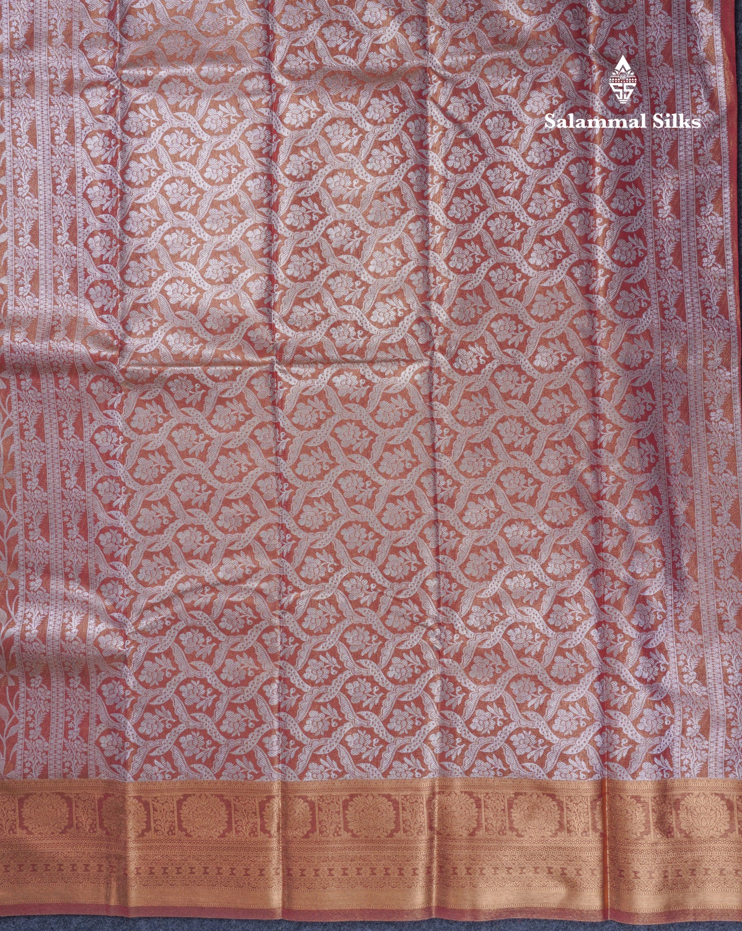 Brown Tissue Bridal Semi Silk Saree With Self Border