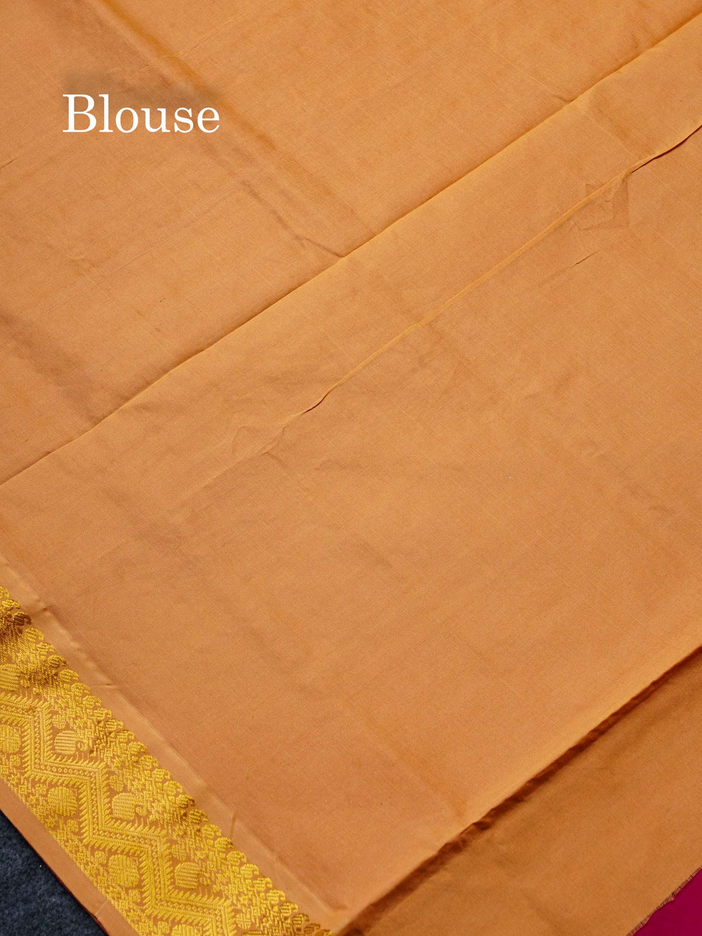 Beautiful Rani Pink Plain Semi Silk Cotton Saree With Contrast Dark Sandal Blouse