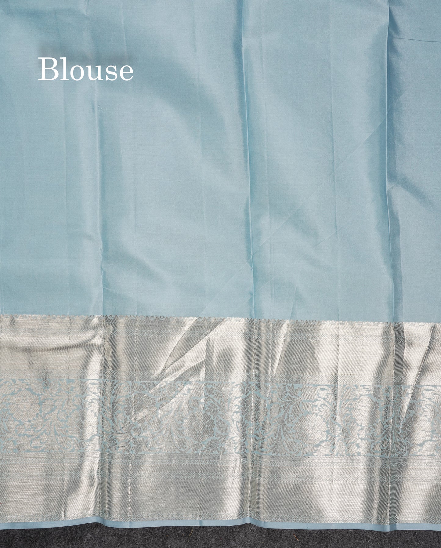 Beautiful Blueish Grey Bridal Pure Kanjivaram Silk Saree With Traditional Evening Morning Border