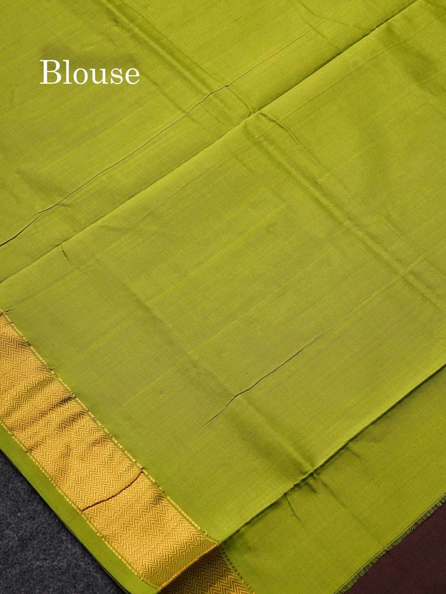 Beautiful Brown Plain Semi Silk Cotton Saree With Contrast Parrot Green Blouse