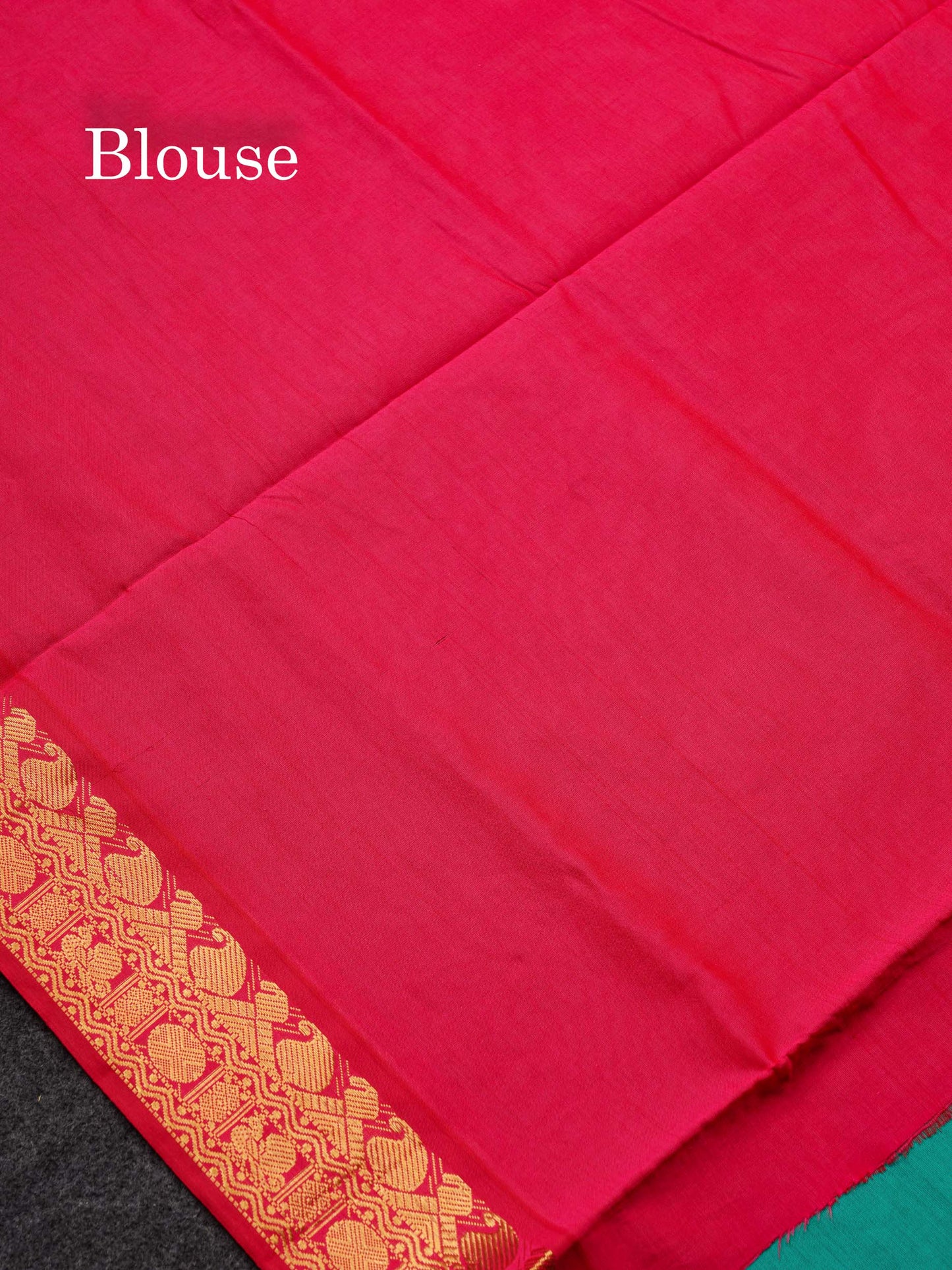 Beautiful Sapphire Green Semi Silk Cotton Saree With Contrast Pink Blouse