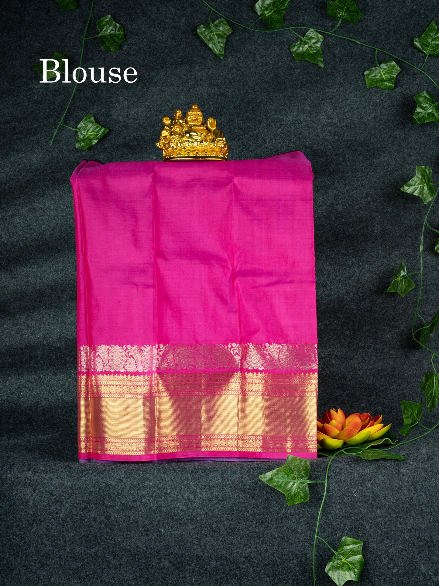 Pure Silk Pattu Pavadai (Sapphire Green) With Pink Blouse 18"