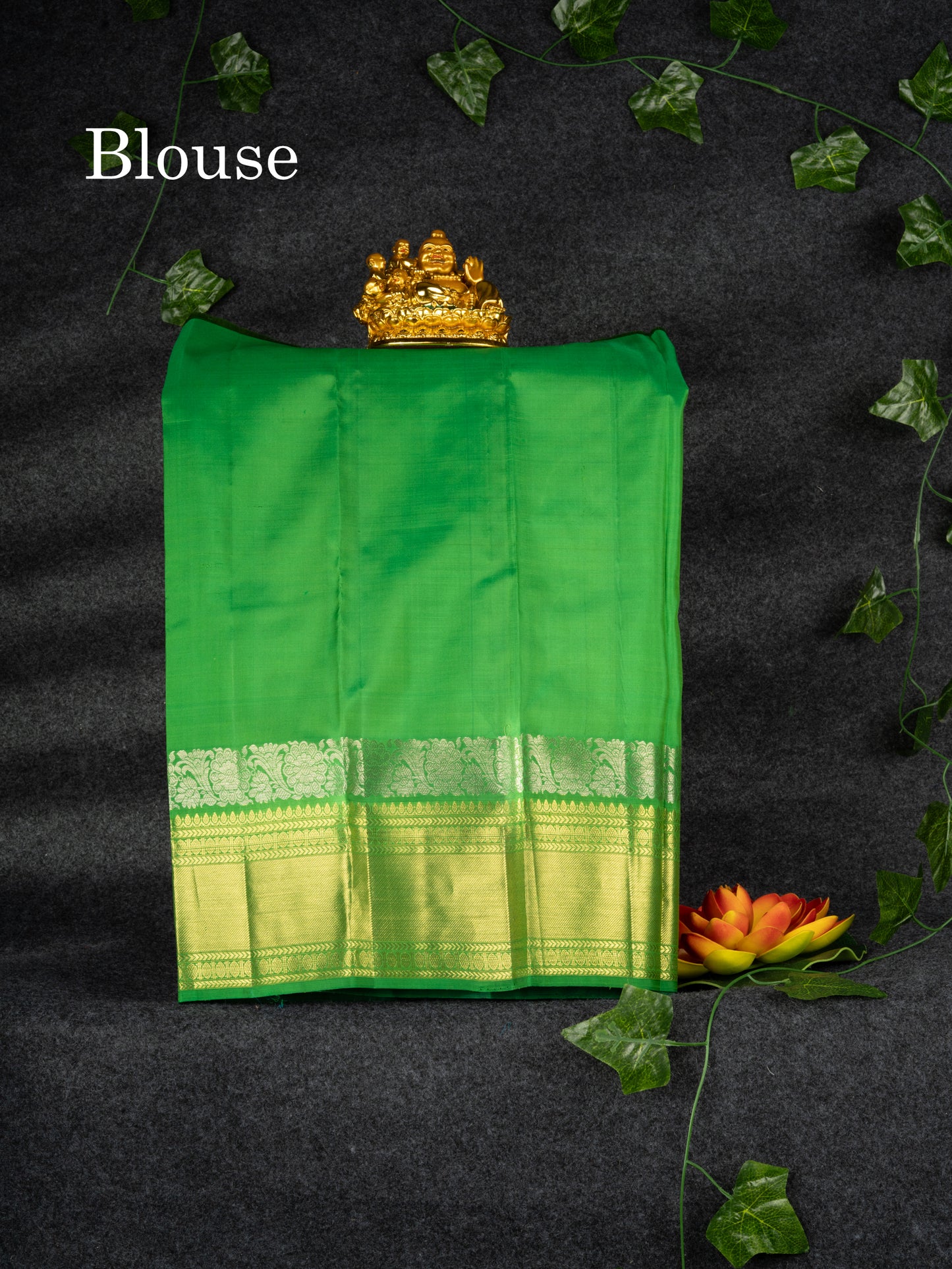 Pure Silk Pattu Pavadai (Sapphire Green) With Pink Blouse 18"