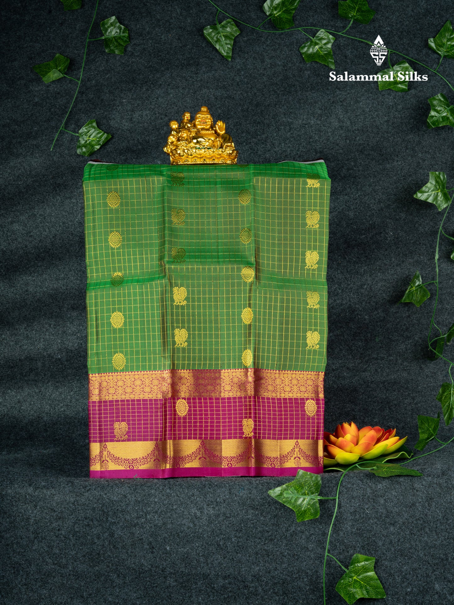 Pure Silk Pattu Pavadai (Green) With Pink Blouse 18"