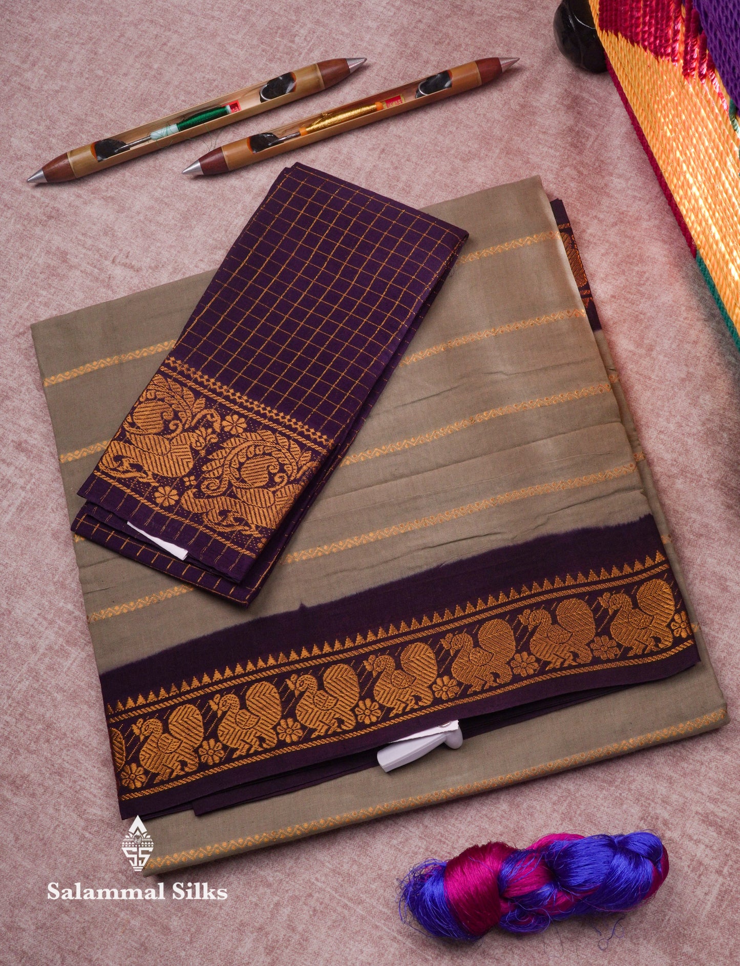 Beautiful Black Pure Sungudi Cotton Saree With Contrast Lavender Border