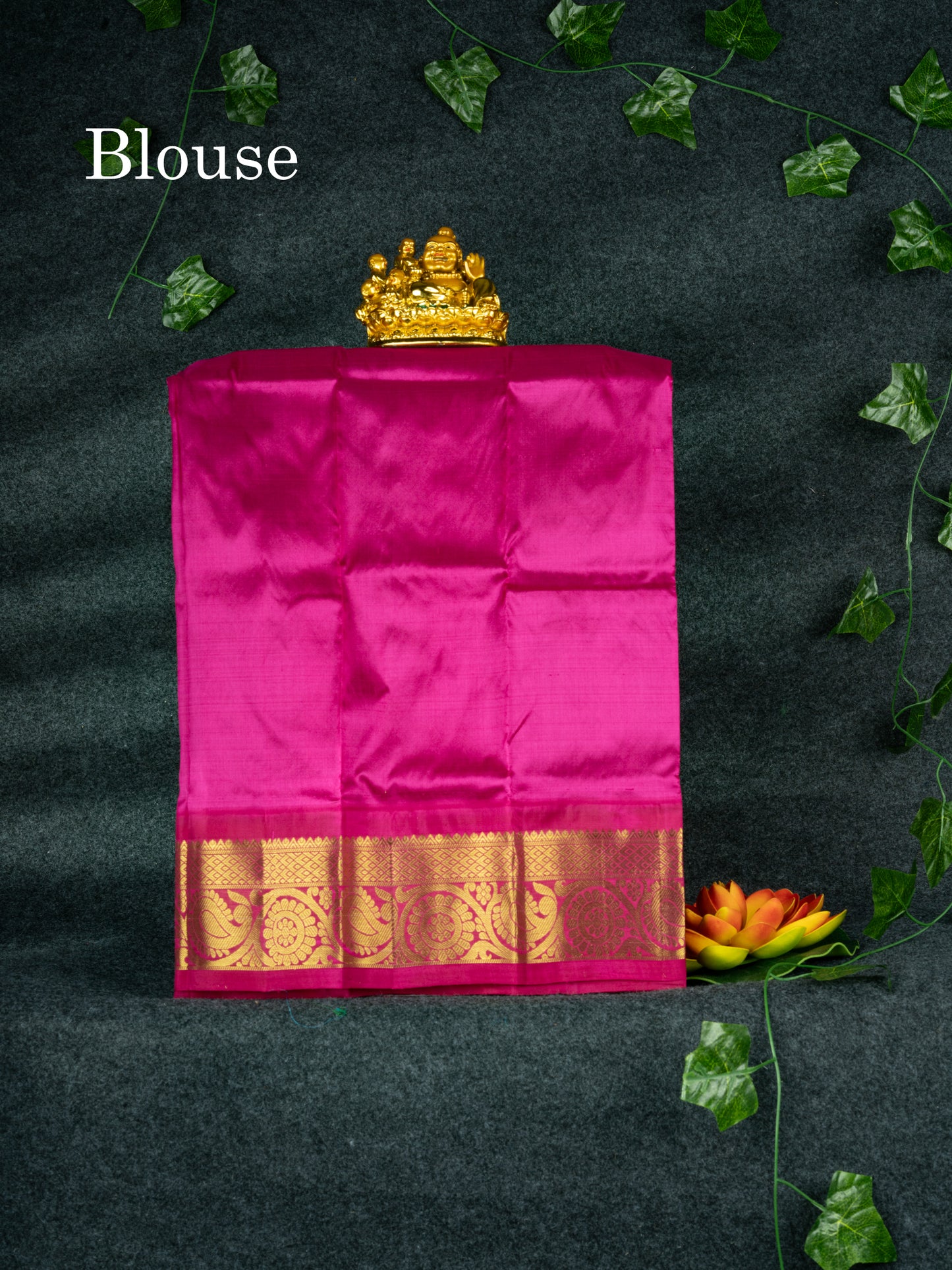 Pure Silk Pattu Pavadai Plain (Mango Yellow) With Magenta Pink Blouse 18"