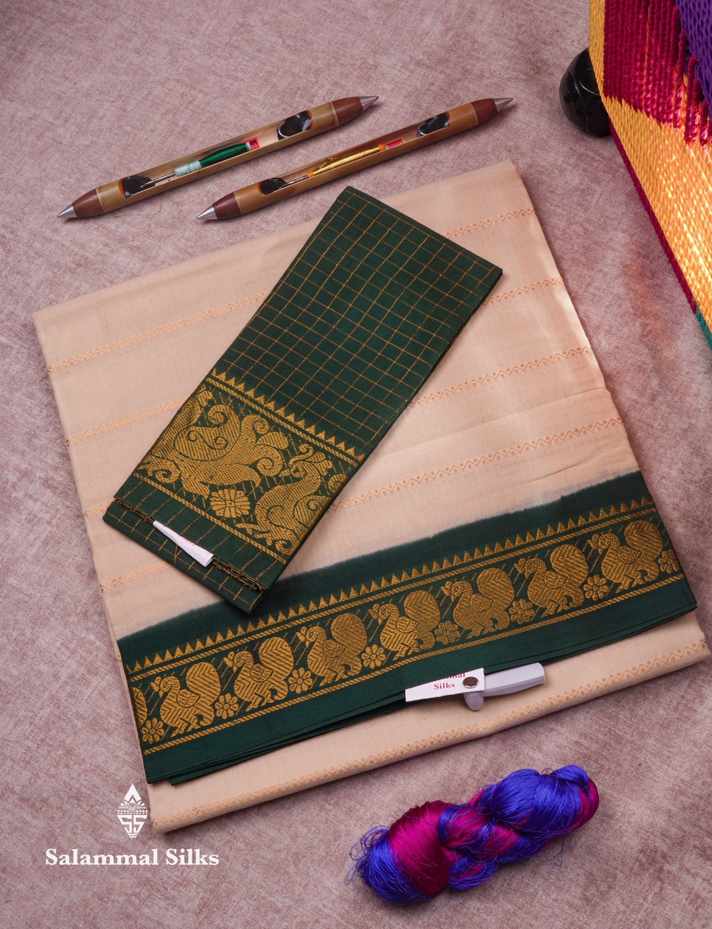 Beautiful Black Pure Sungudi Cotton Saree With Contrast Lavender Border