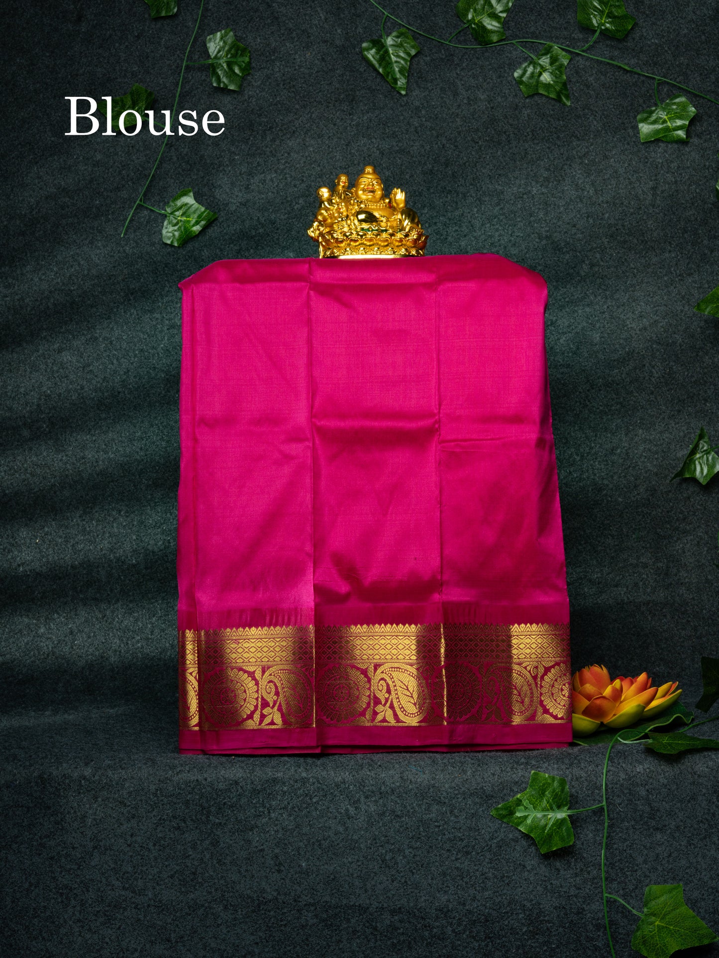 Pure Silk Pattu Pavadai Plain (Mango Yellow) With Magenta Pink Blouse 18"