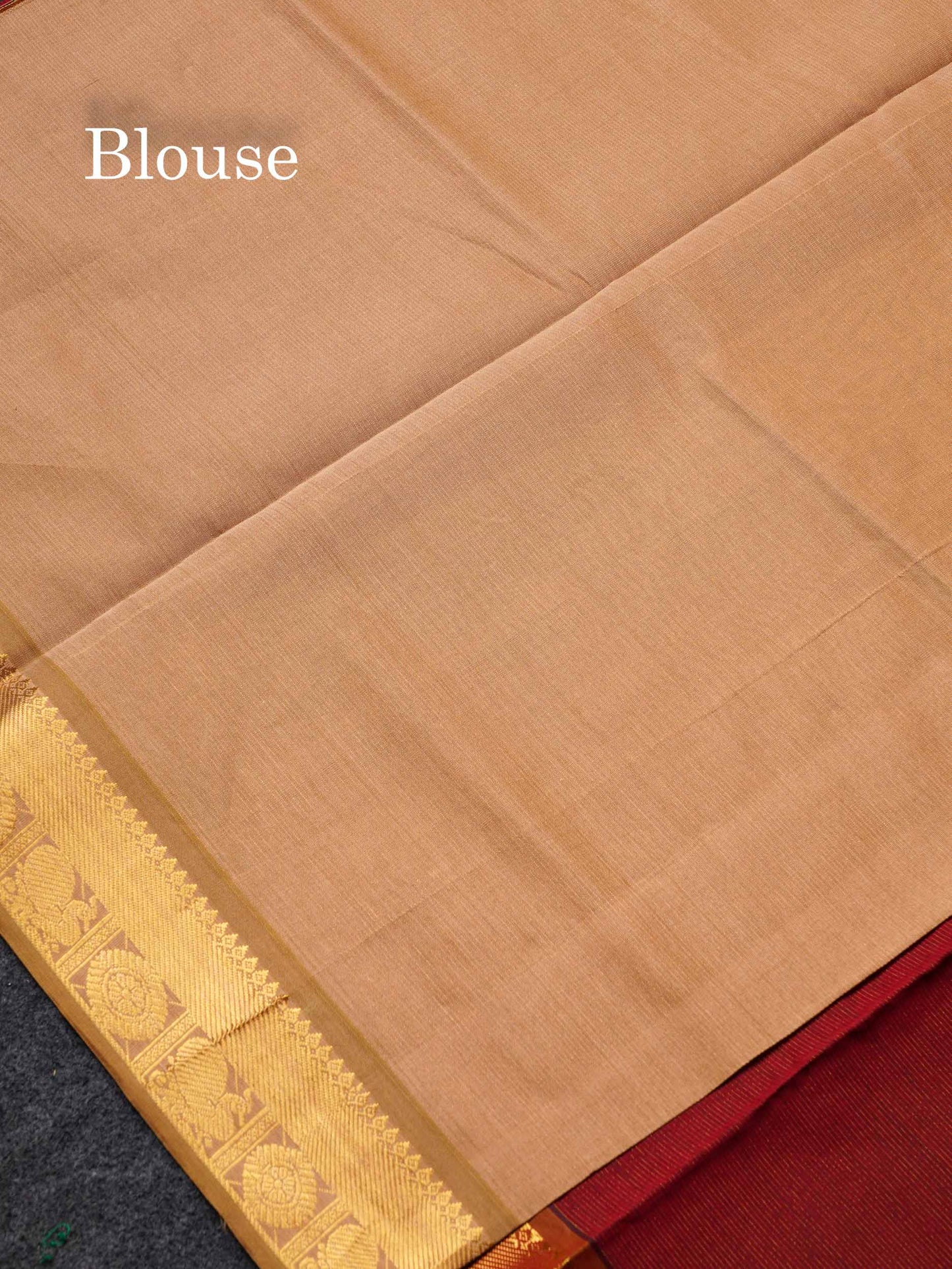 Beautiful Dark Maroon Vaira Oosi Lines Semi Silk Cotton Saree With Contrast Sandal Blouse