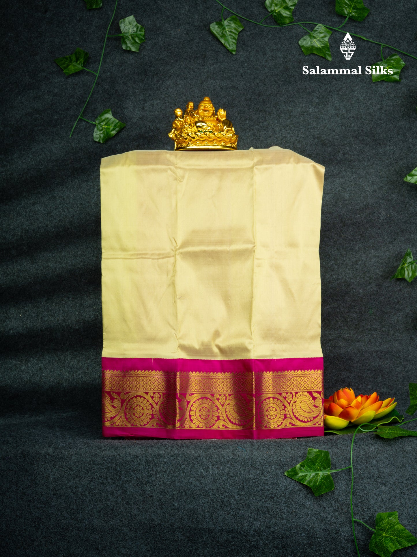 Pure Silk Pattu Pavadai Plain (Mango Yellow) With Magenta Pink Blouse 18"