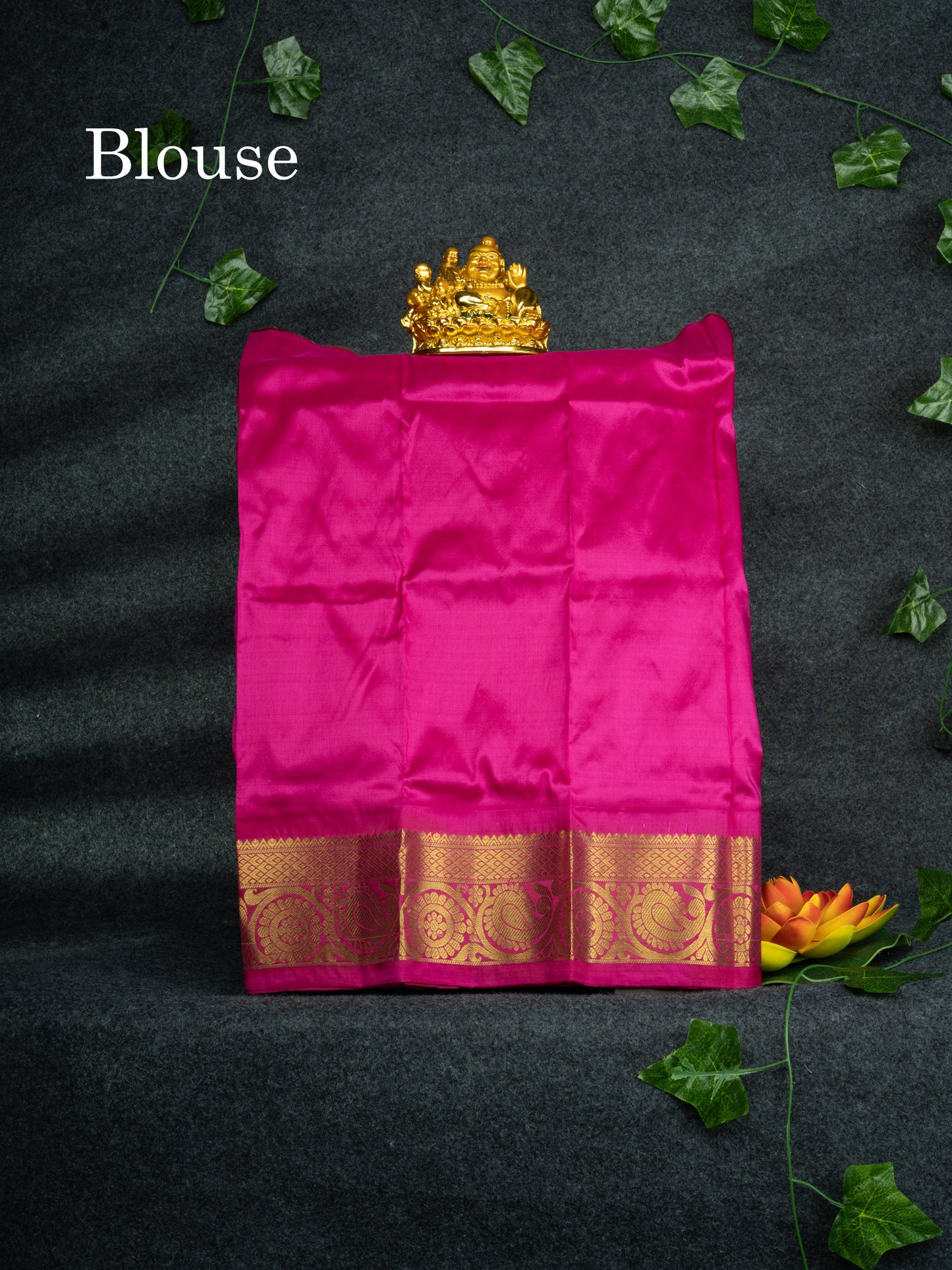 Pure Silk Pattu Pavadai Plain (Mango Yellow) With Magenta Pink Blouse 18"