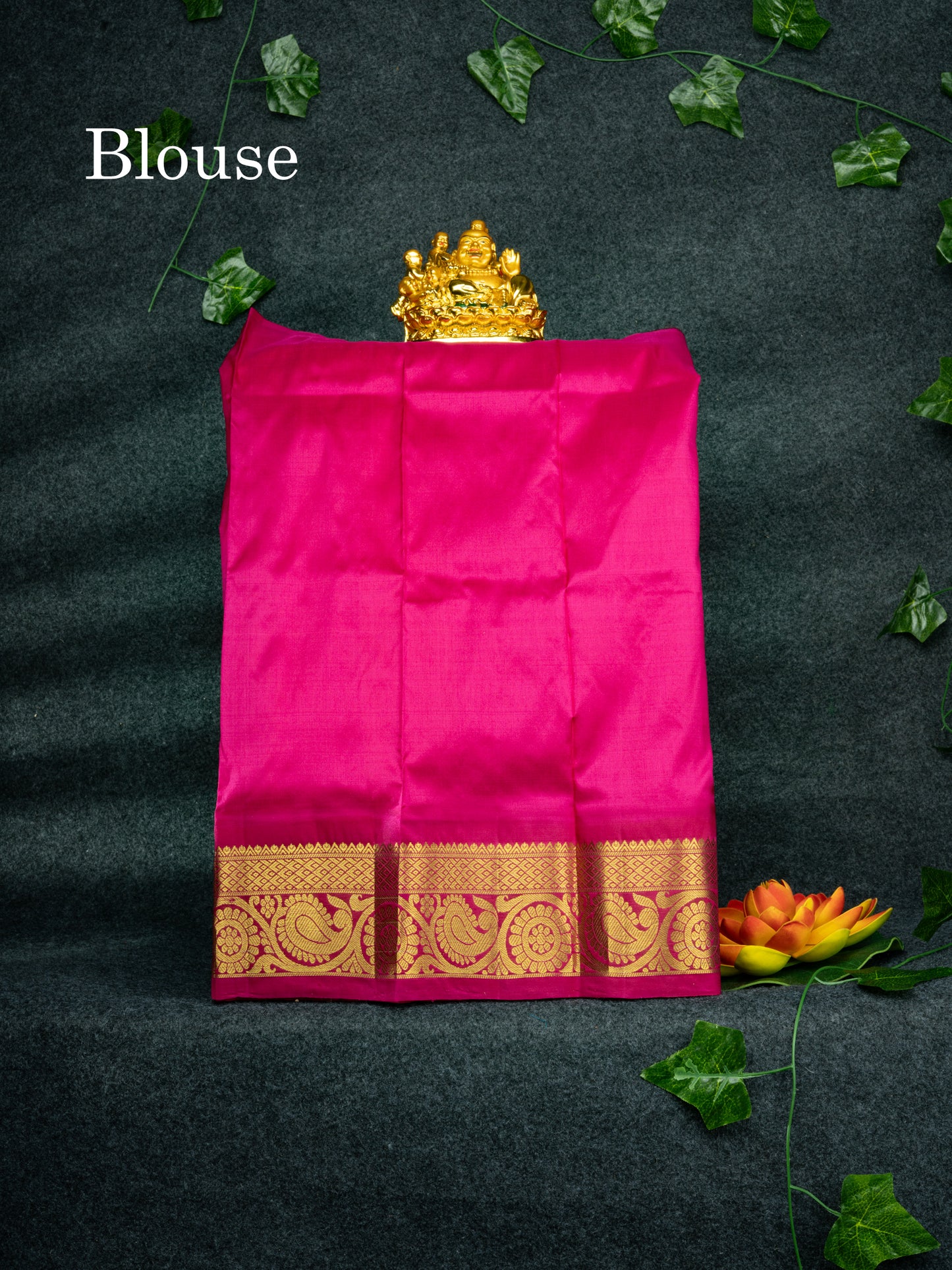 Pure Silk Pattu Pavadai Plain (Mango Yellow) With Magenta Pink Blouse 18"
