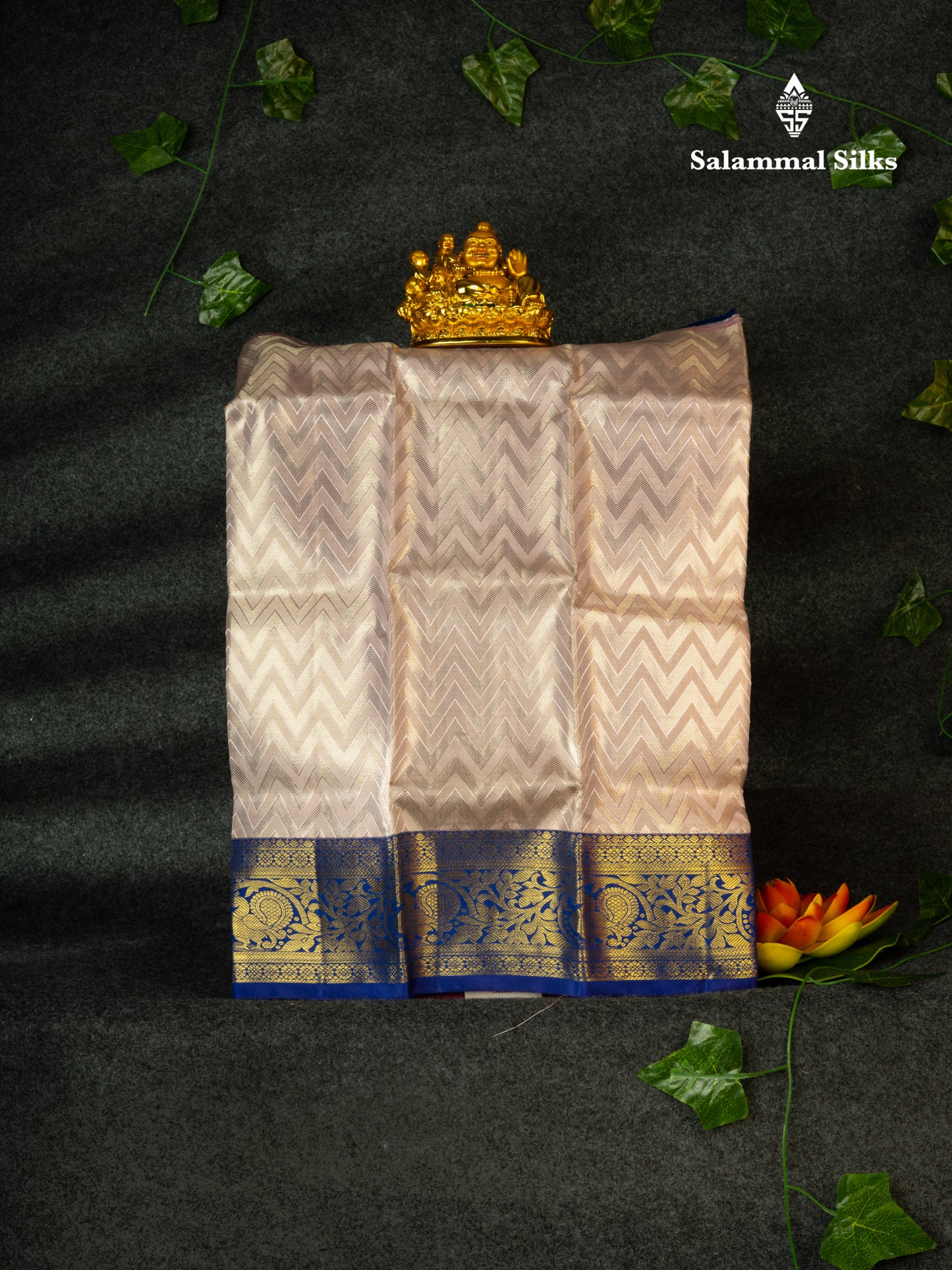 Pure Silk Pattu Pavadai (Lavender Tissue ) With Blue Blouse 18"