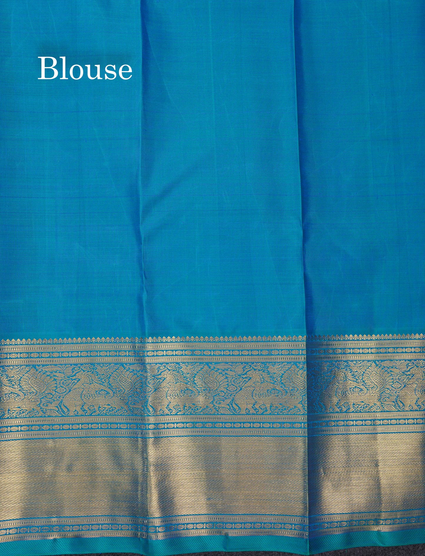 Peacock Blue Pure Kanjivaram Silk Saree (2G) Zari With Traditional Gold Zari Border