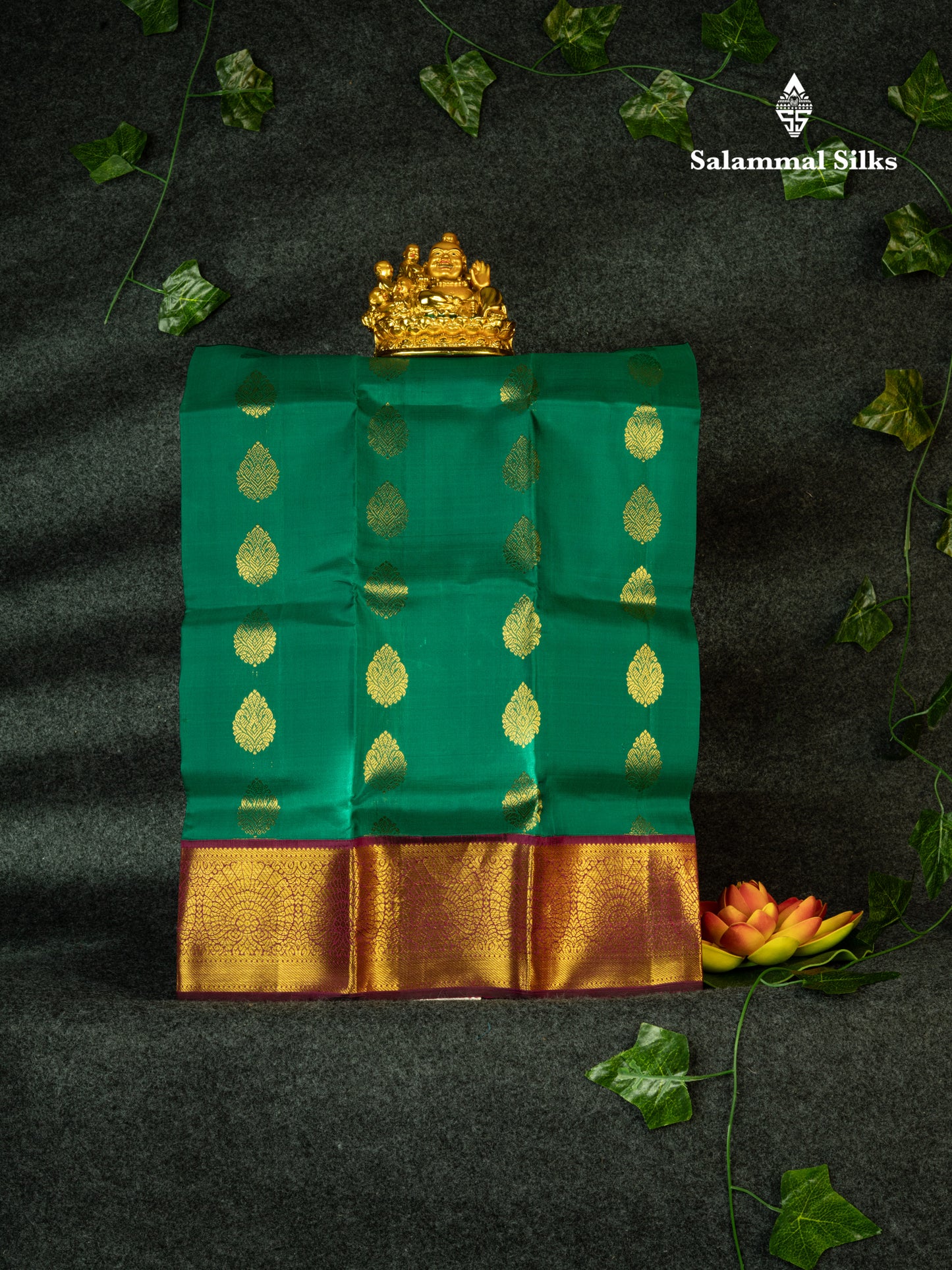 Pure Silk Pattu Pavadai (Green) With Violet Blouse 18"